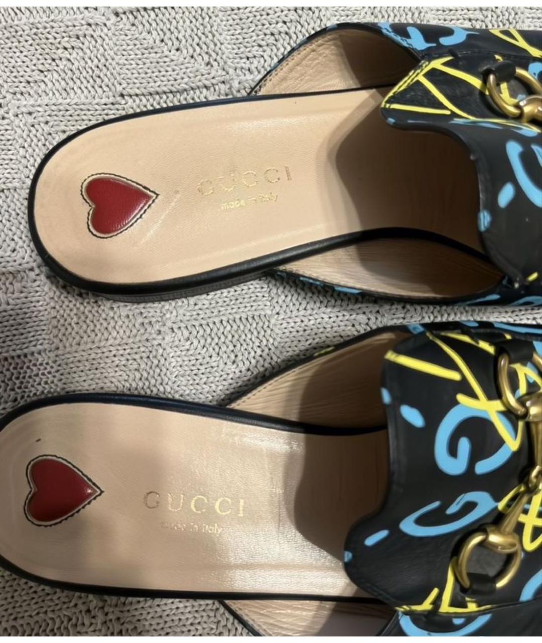 GUCCI Черные кожаные мюли, фото 3