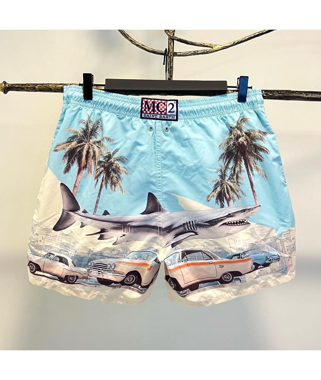 MC2 SAINT BARTH Голубые полиэстеровые шорты, фото 2