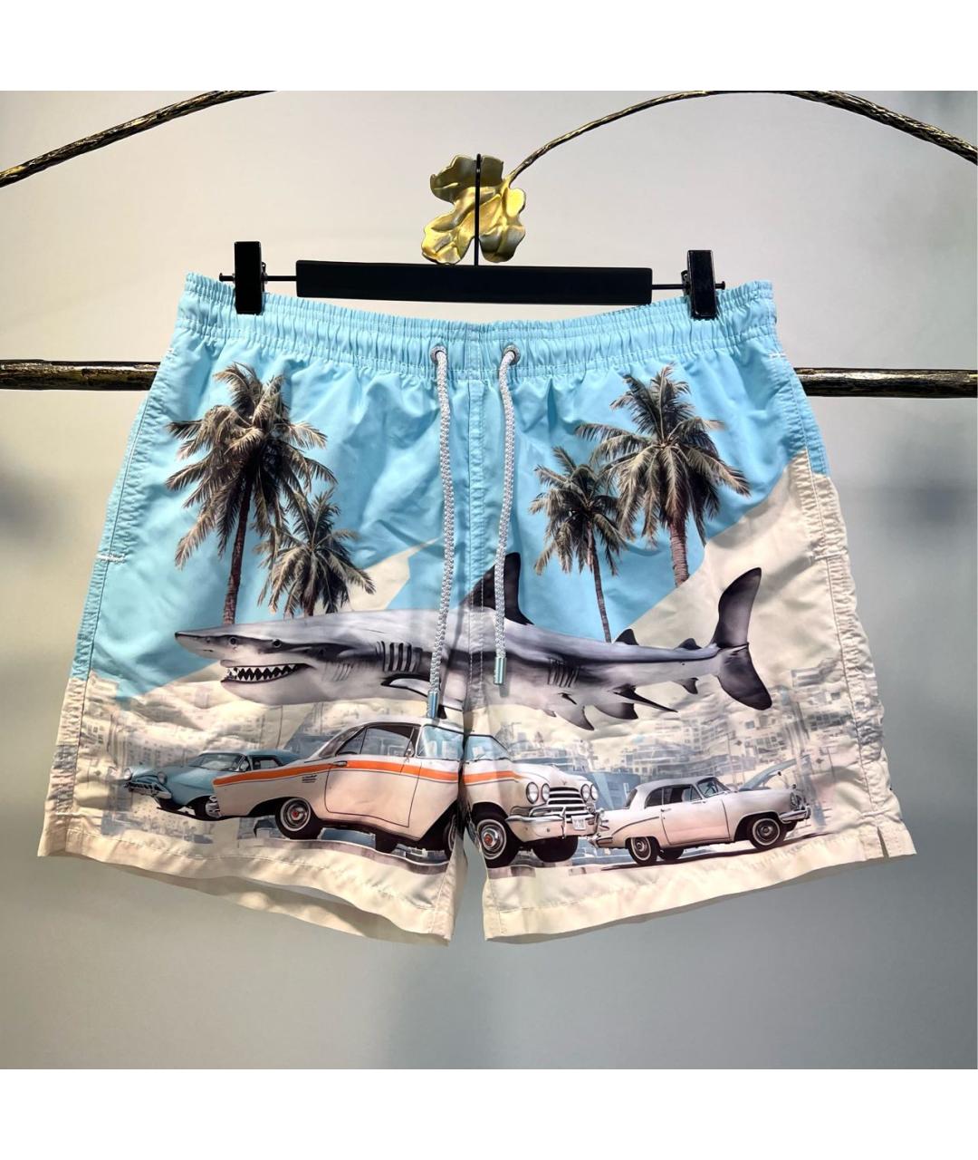 MC2 SAINT BARTH Голубые полиэстеровые шорты, фото 8