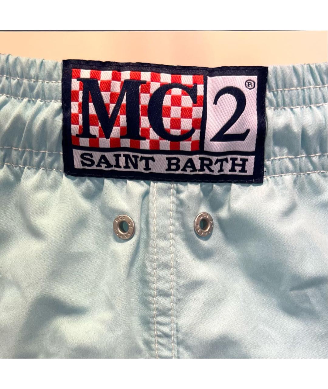MC2 SAINT BARTH Голубые полиэстеровые шорты, фото 3