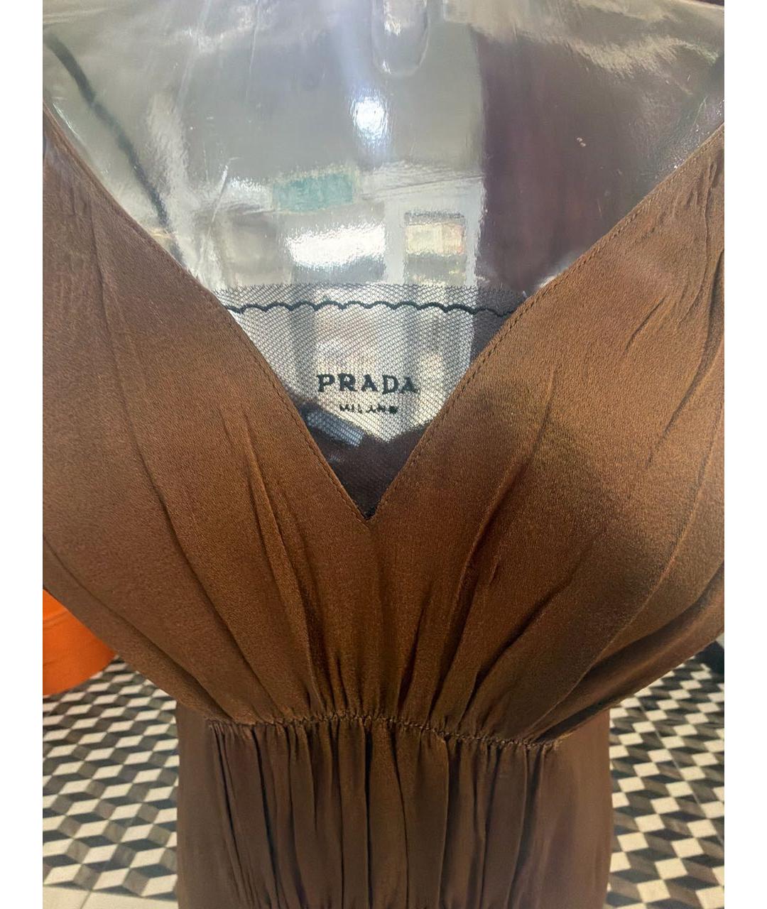 PRADA Коричневый вискозный сарафан, фото 3