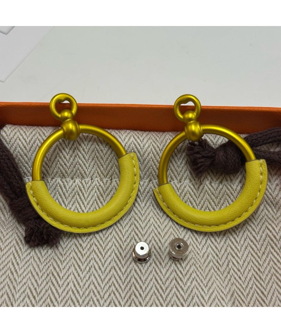 HERMES Желтые металлические серьги, фото 4
