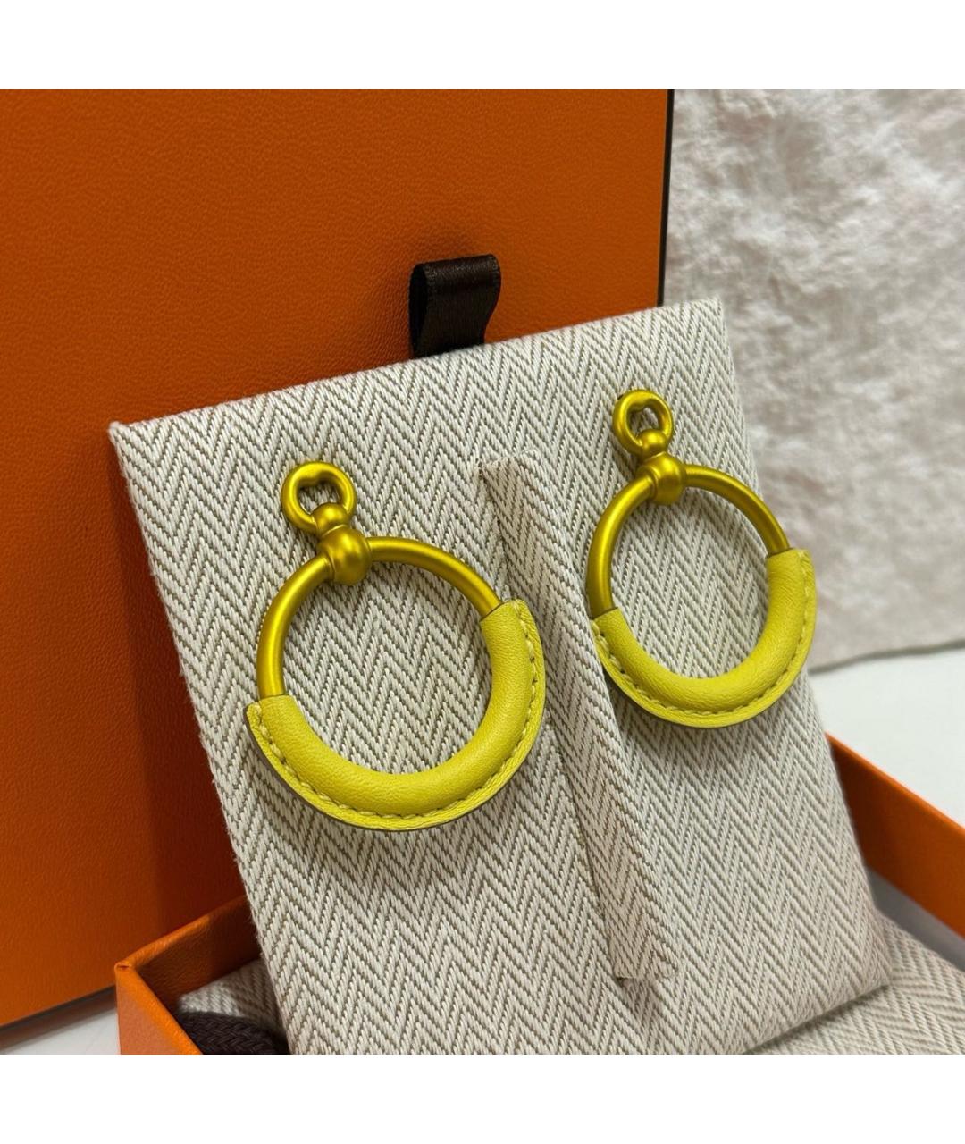 HERMES Желтые металлические серьги, фото 6
