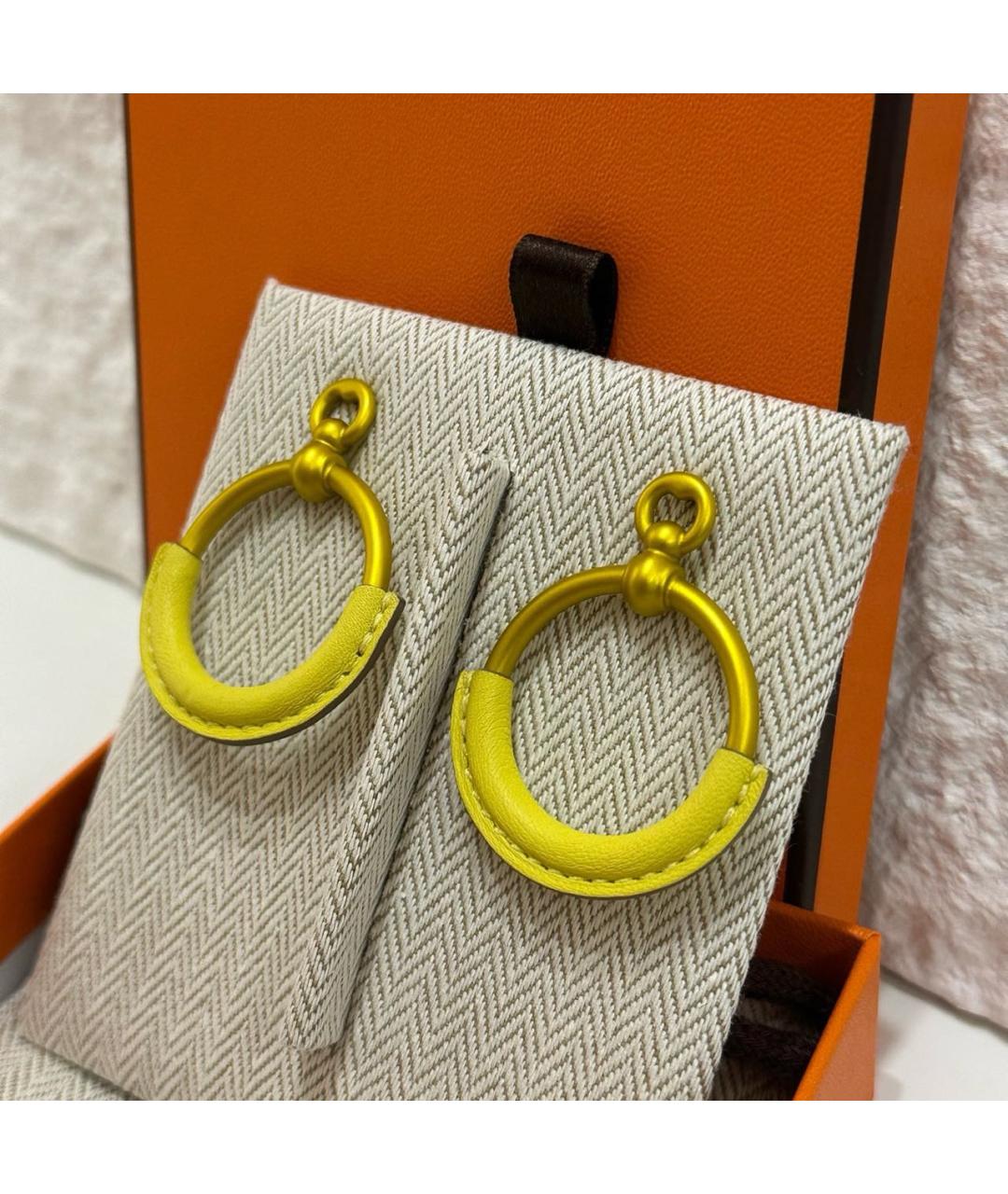 HERMES Желтые металлические серьги, фото 2