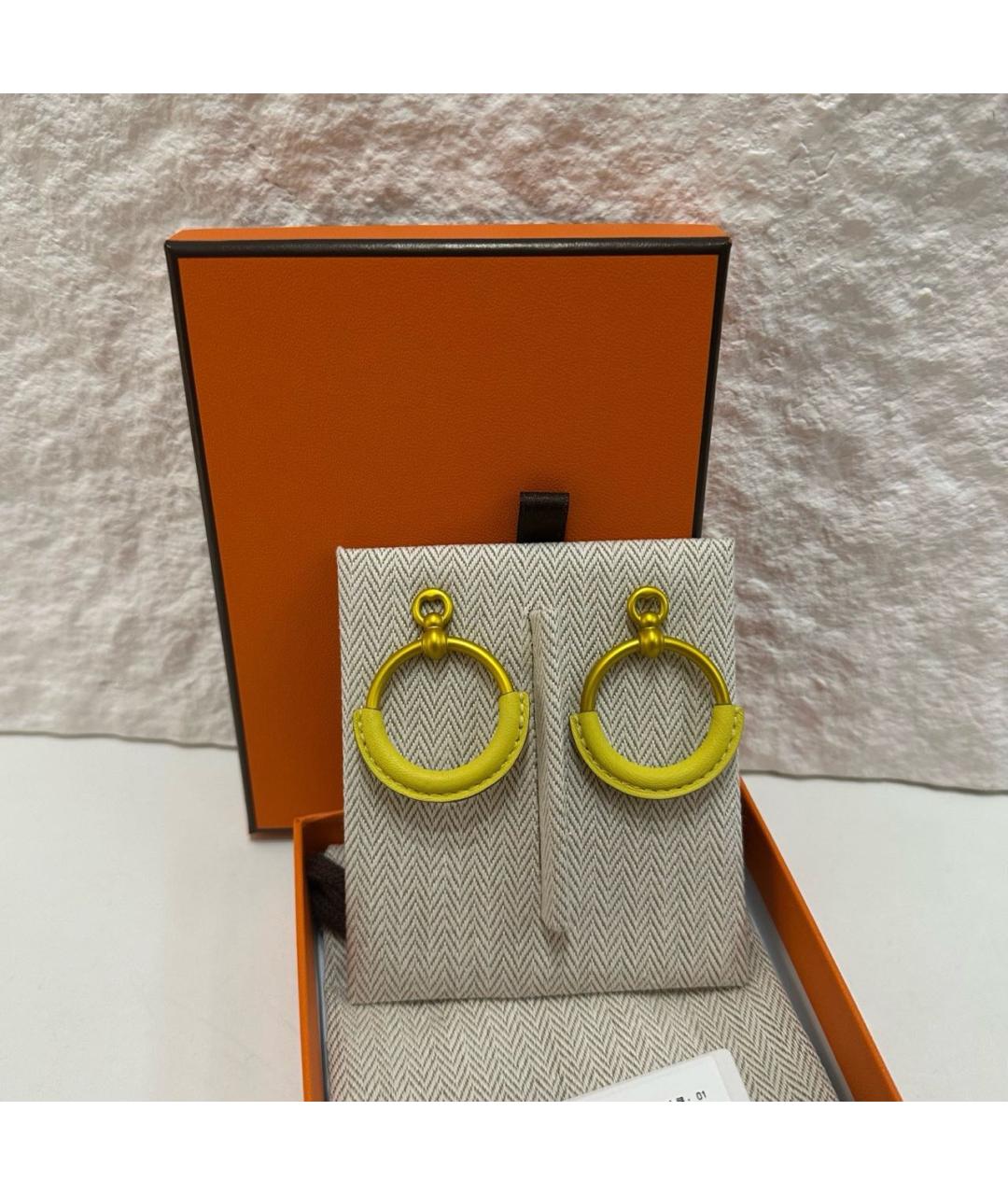 HERMES Желтые металлические серьги, фото 5