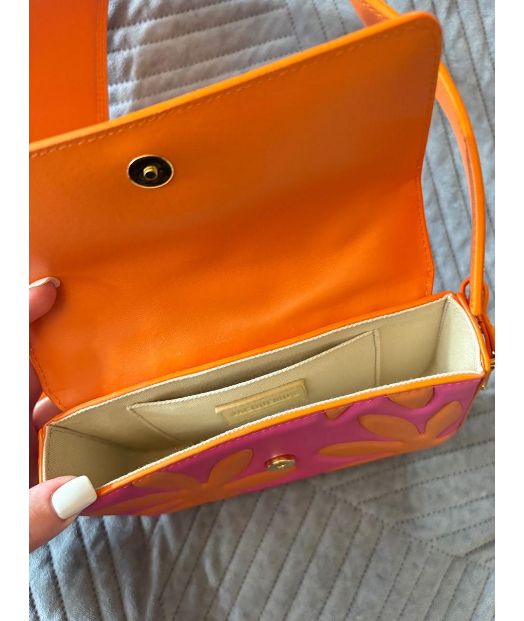 JACQUEMUS Оранжевая кожаная сумка через плечо, фото 4