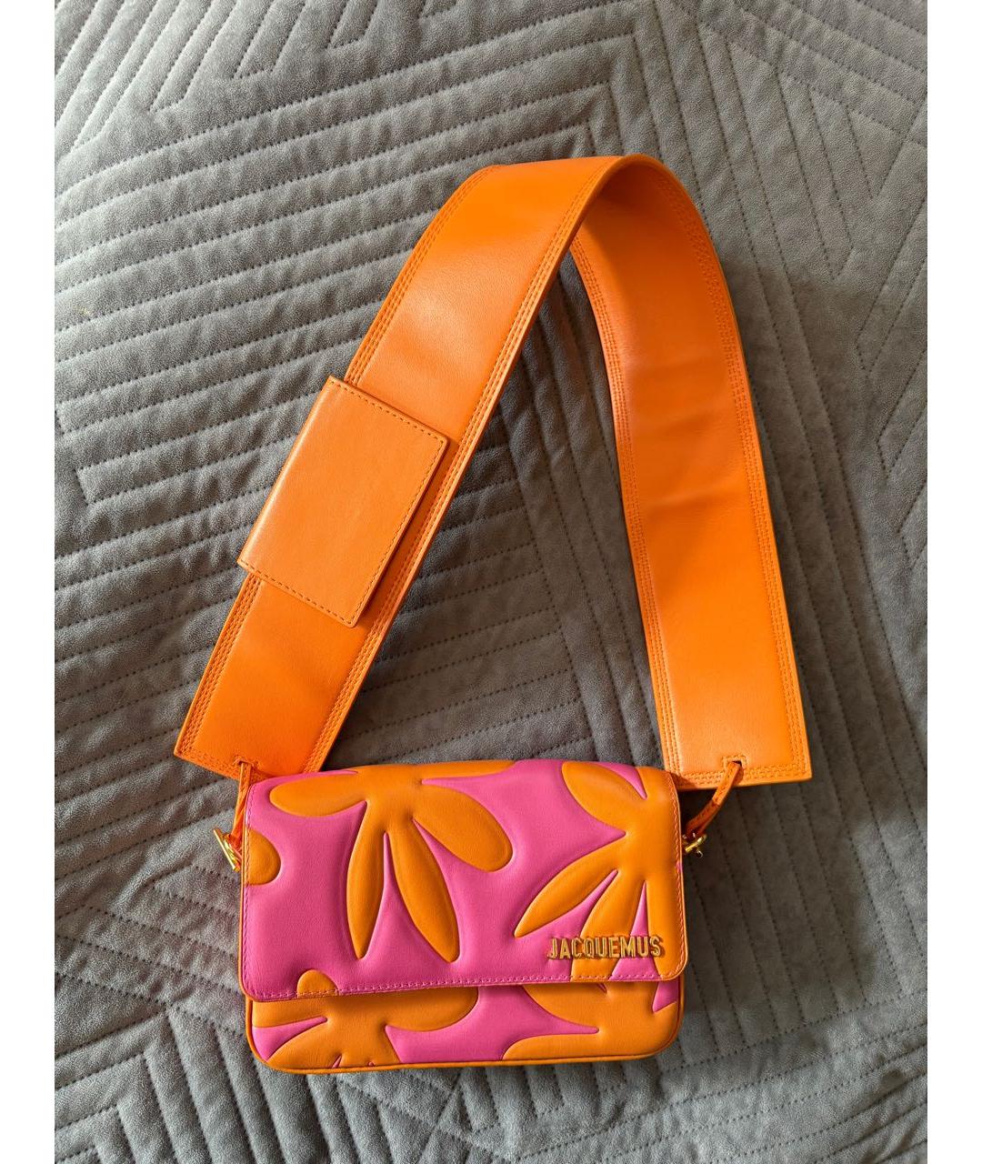 JACQUEMUS Оранжевая кожаная сумка через плечо, фото 9