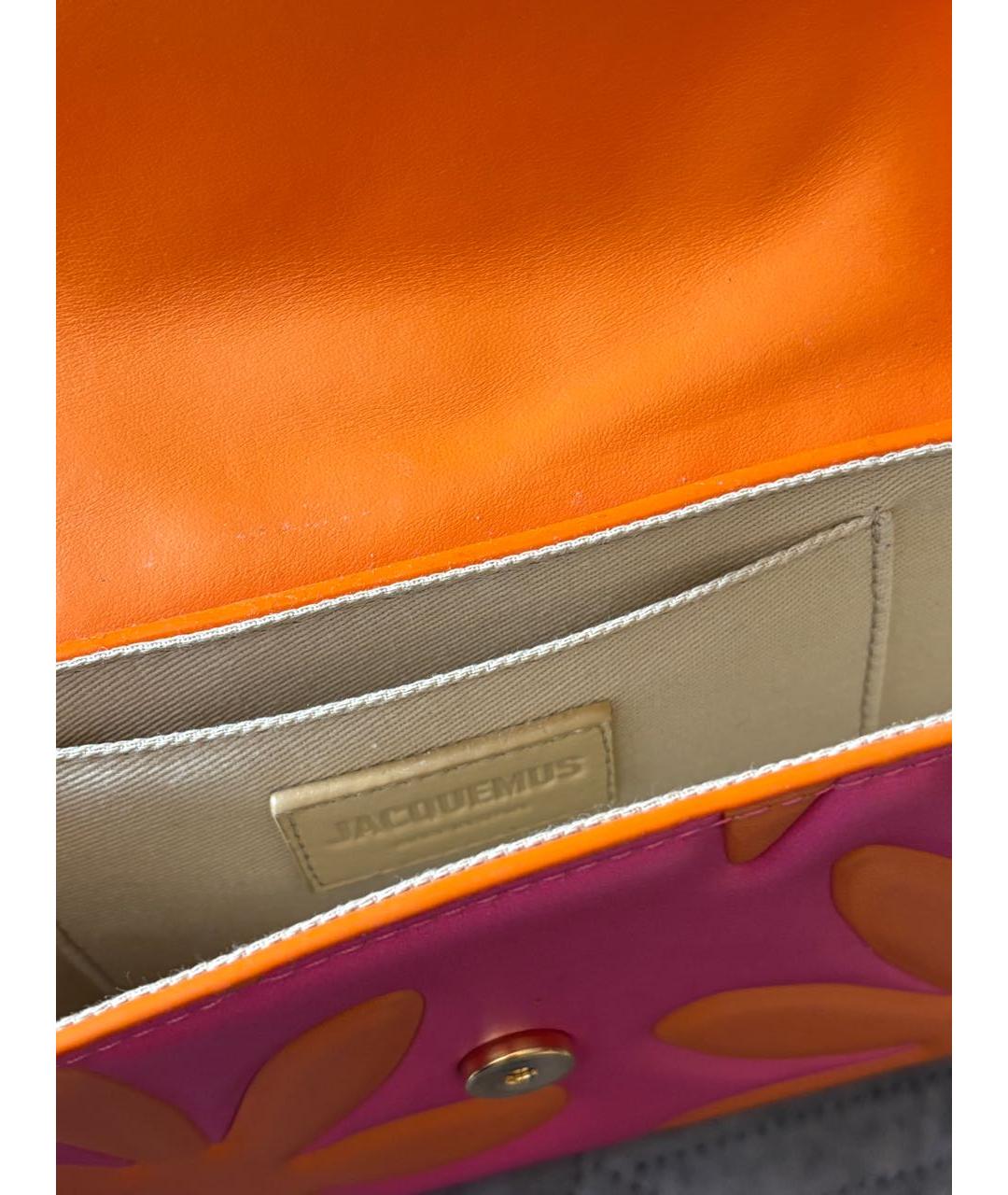 JACQUEMUS Оранжевая кожаная сумка через плечо, фото 5