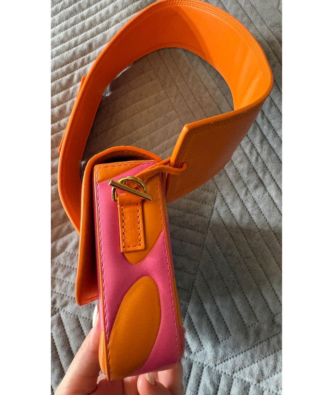 JACQUEMUS Оранжевая кожаная сумка через плечо, фото 3
