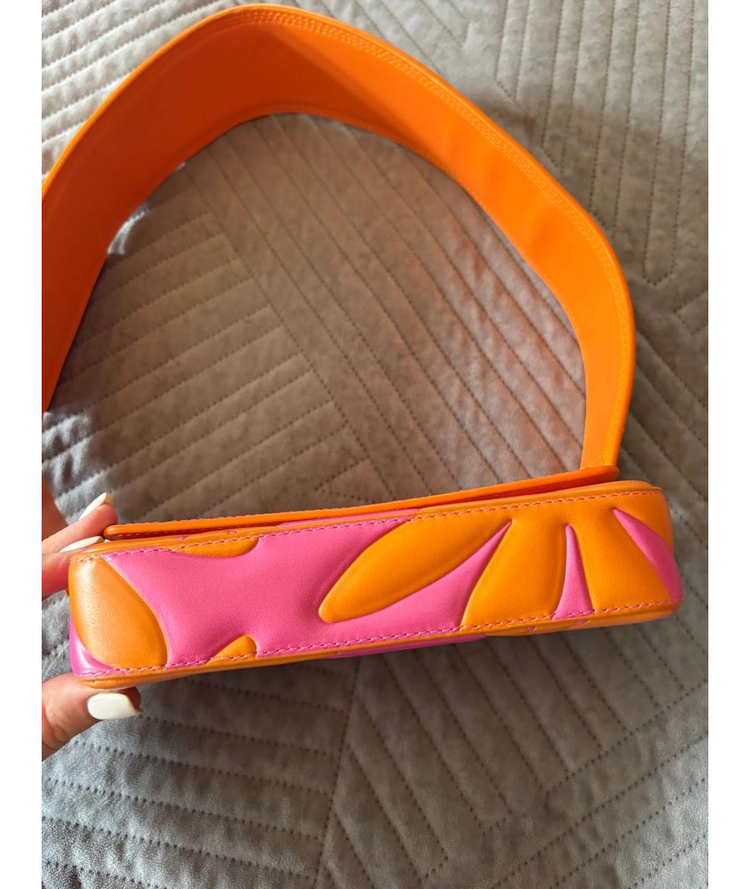 JACQUEMUS Оранжевая кожаная сумка через плечо, фото 6