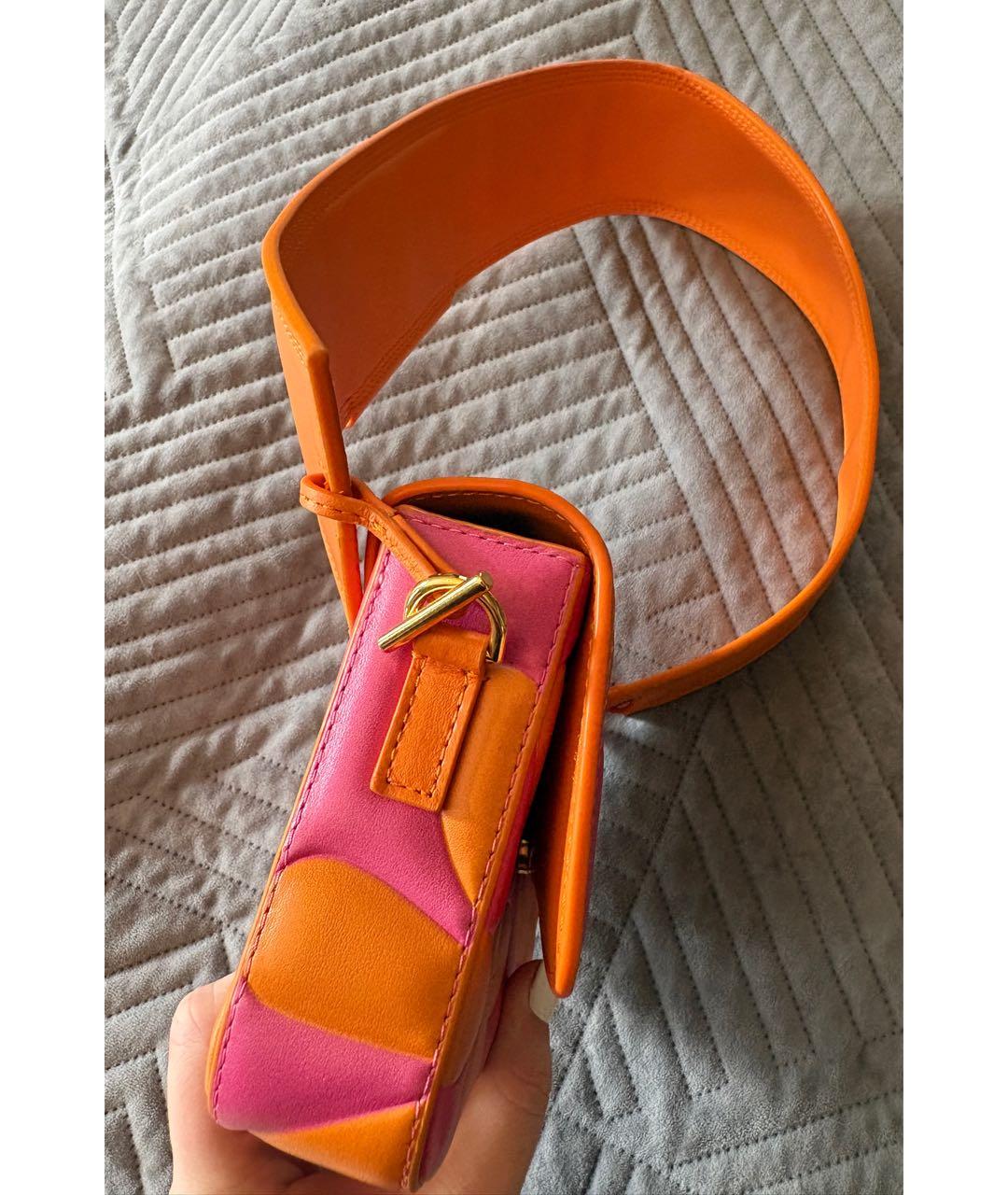 JACQUEMUS Оранжевая кожаная сумка через плечо, фото 2