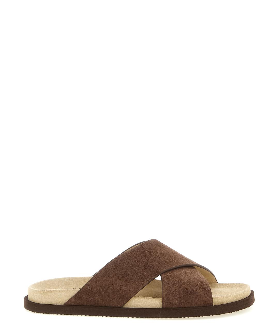 BRUNELLO CUCINELLI Коричневые замшевые сандалии, фото 1