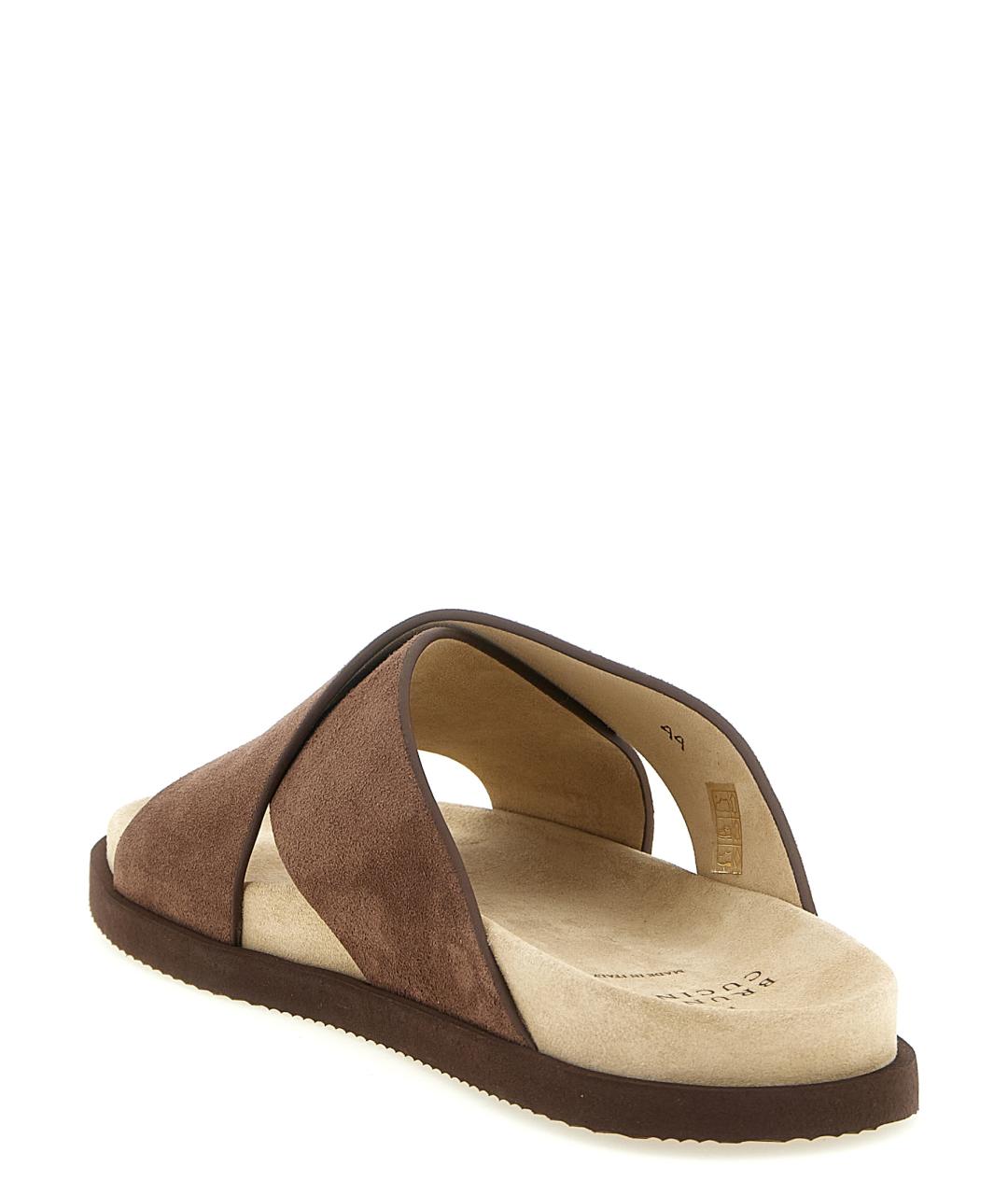 BRUNELLO CUCINELLI Коричневые замшевые сандалии, фото 3