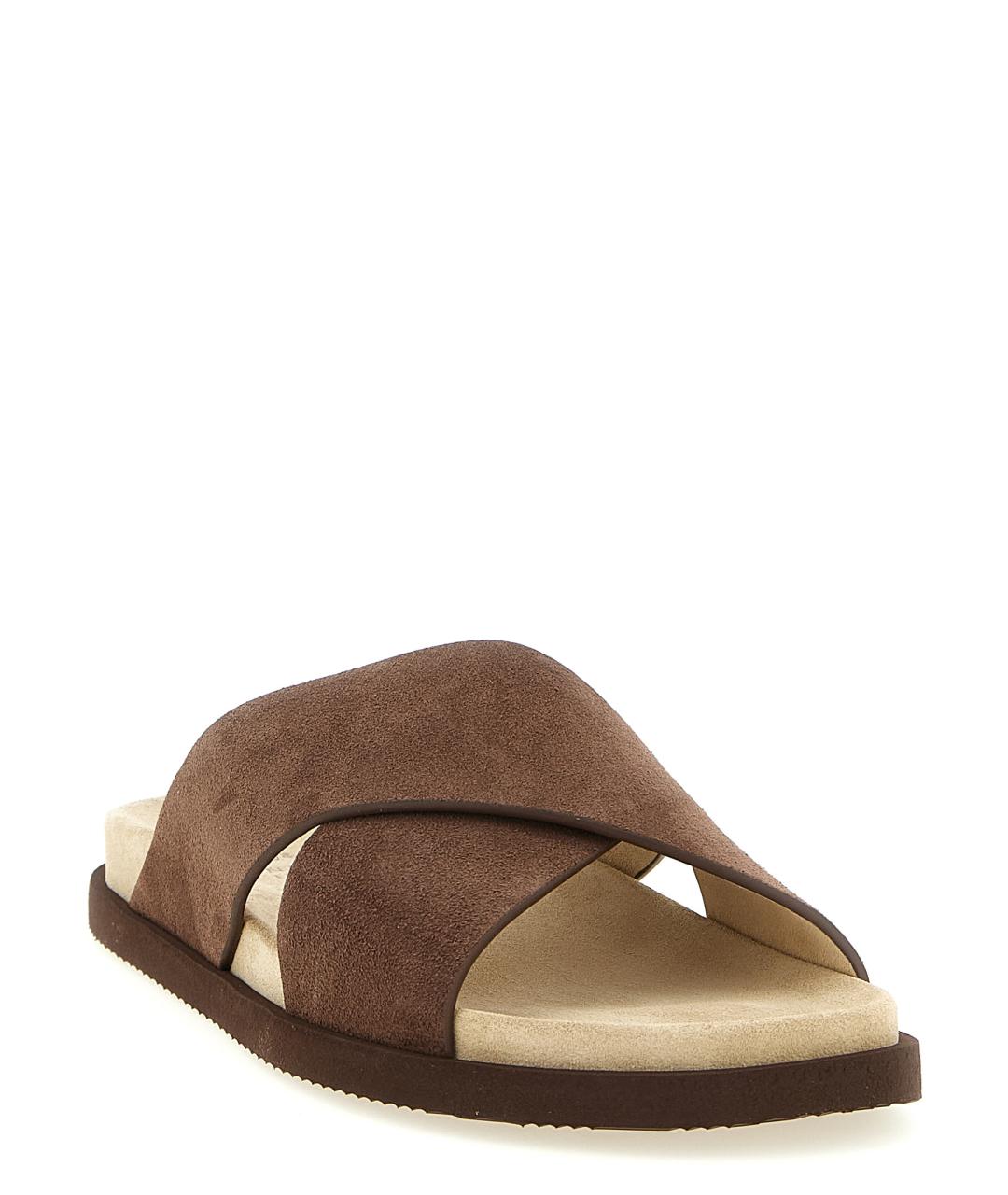 BRUNELLO CUCINELLI Коричневые замшевые сандалии, фото 2