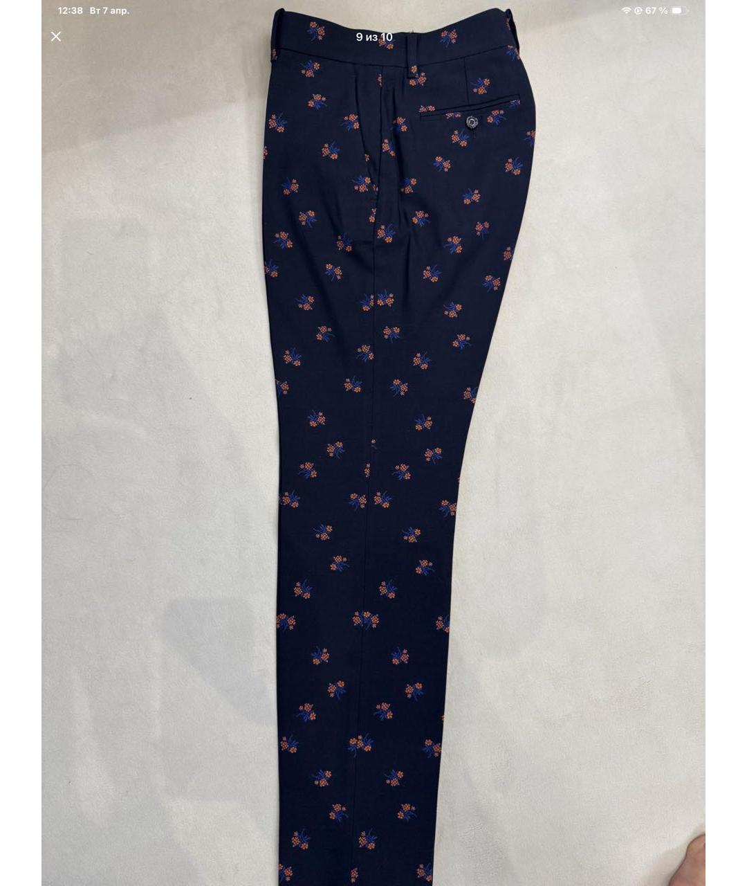 GUCCI Темно-синие хлопковые прямые брюки, фото 4