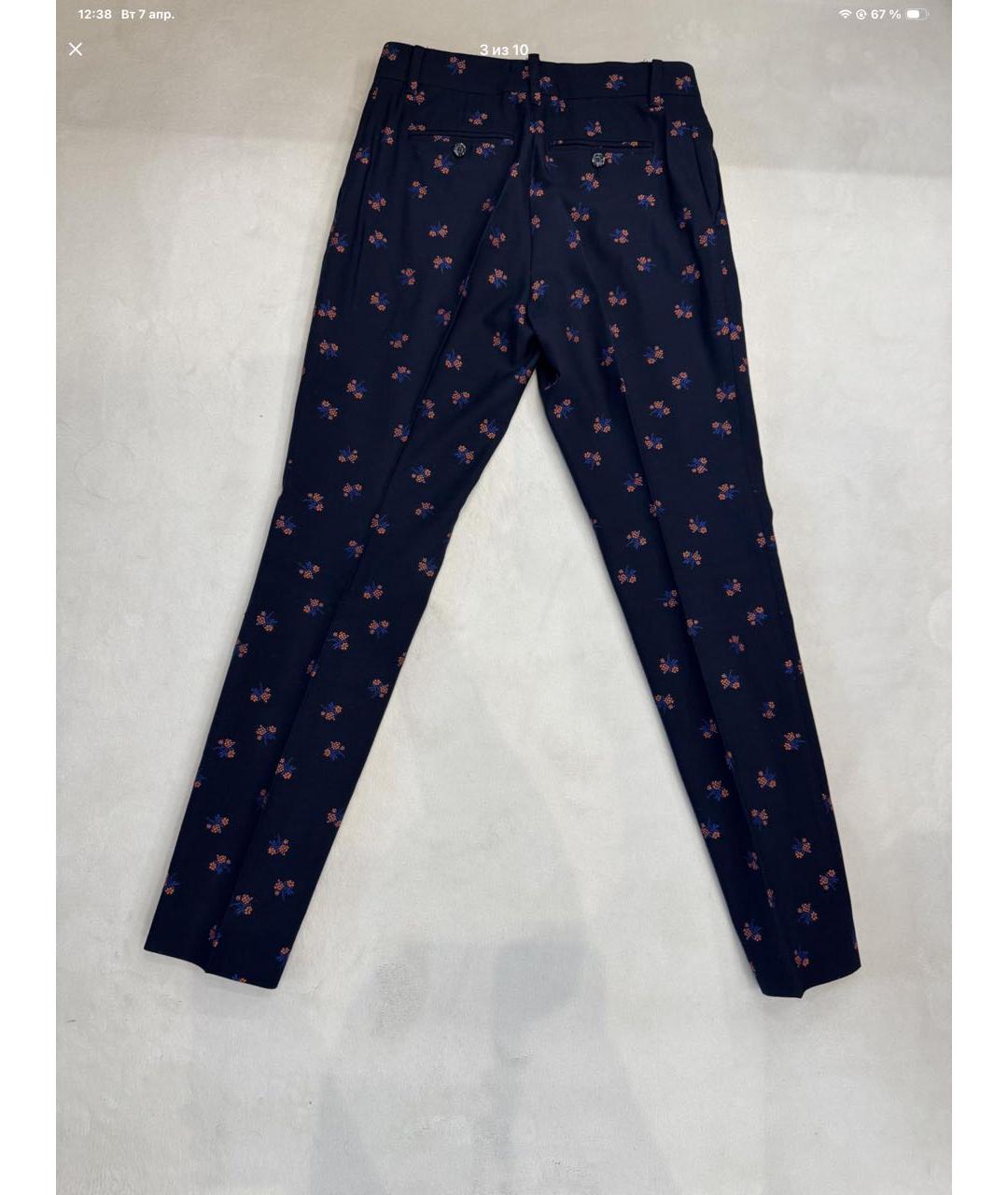 GUCCI Темно-синие хлопковые прямые брюки, фото 2
