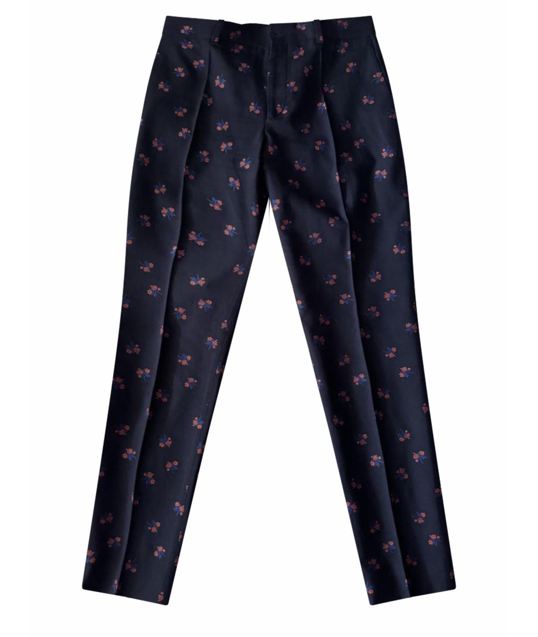 GUCCI Темно-синие хлопковые прямые брюки, фото 1