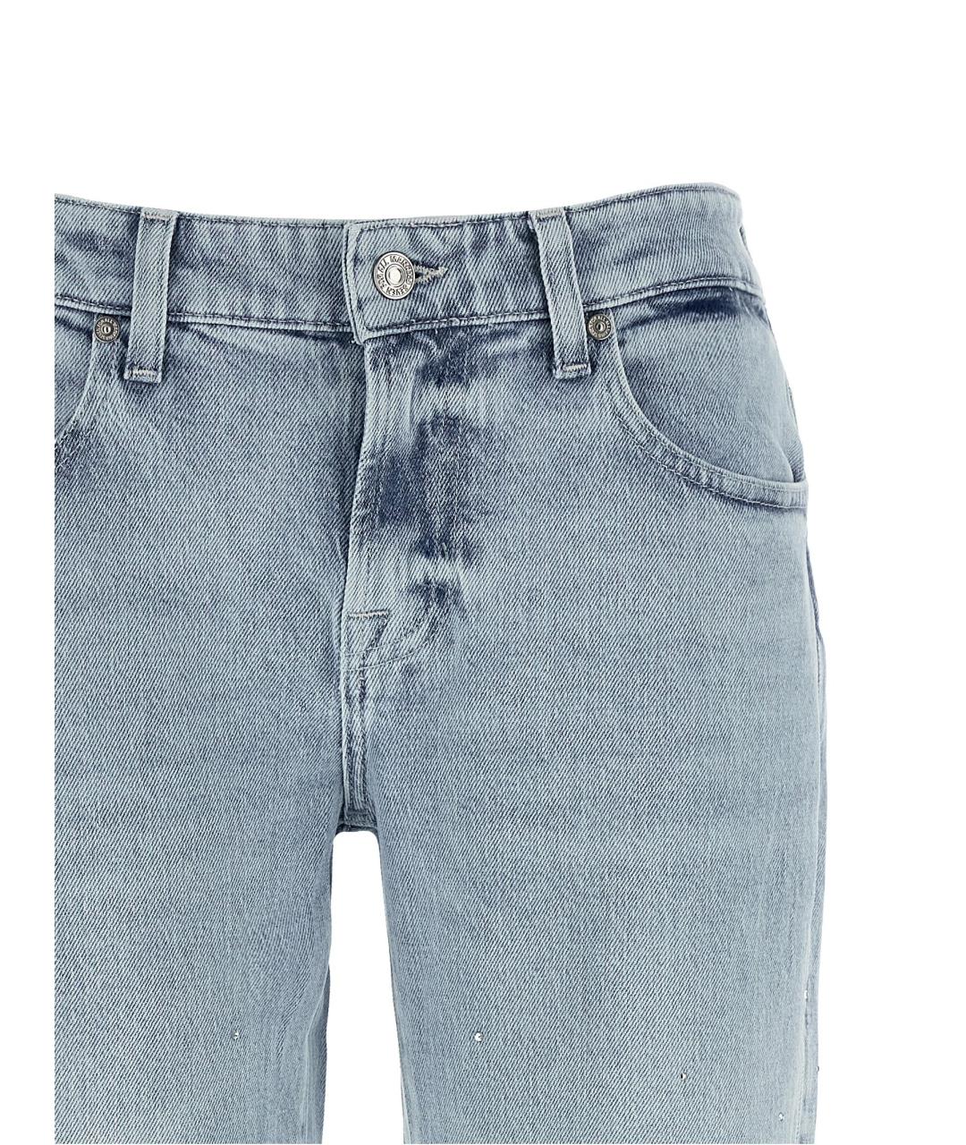 7 FOR ALL MANKIND Голубые хлопковые прямые джинсы, фото 3