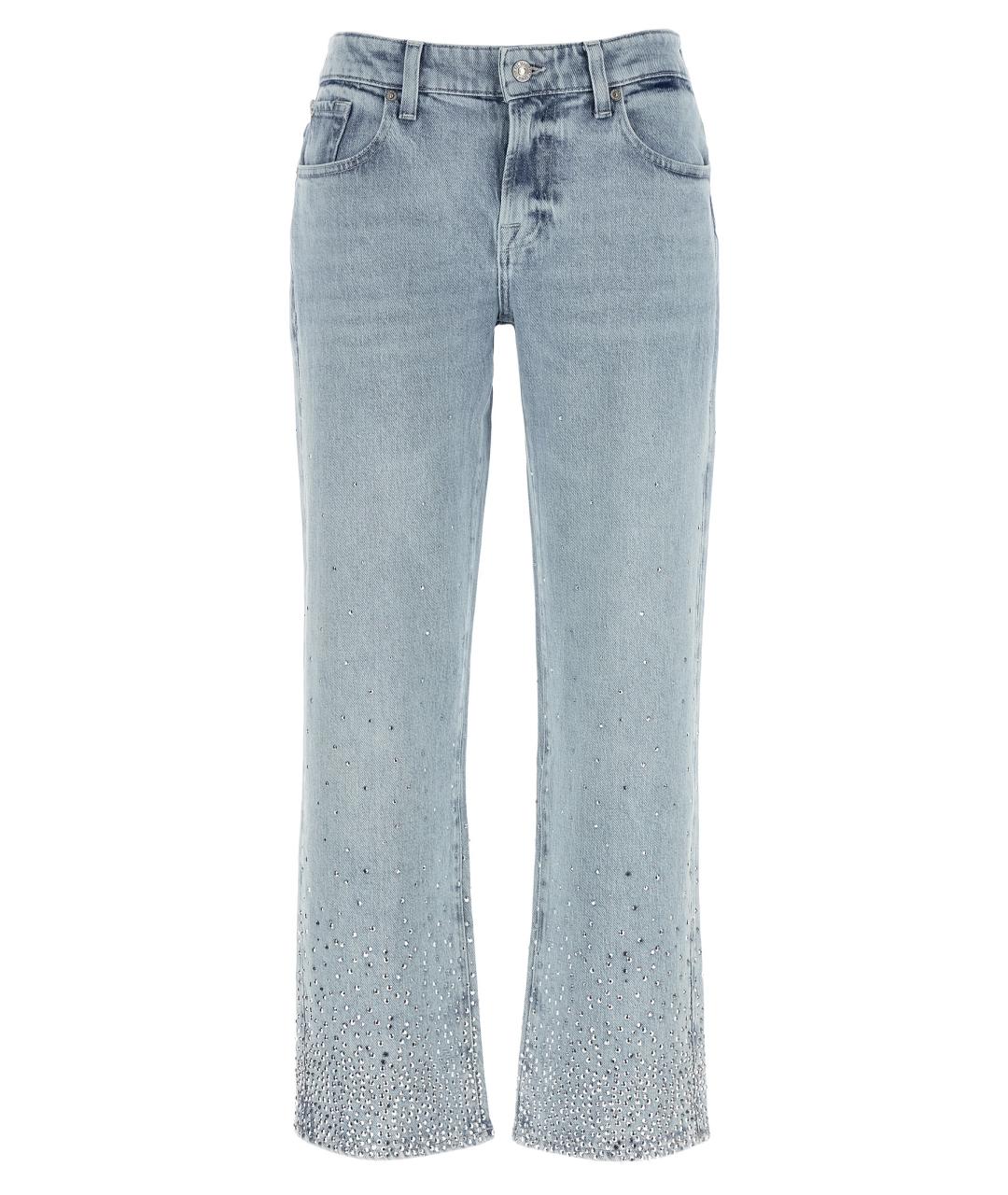 7 FOR ALL MANKIND Голубые хлопковые прямые джинсы, фото 1