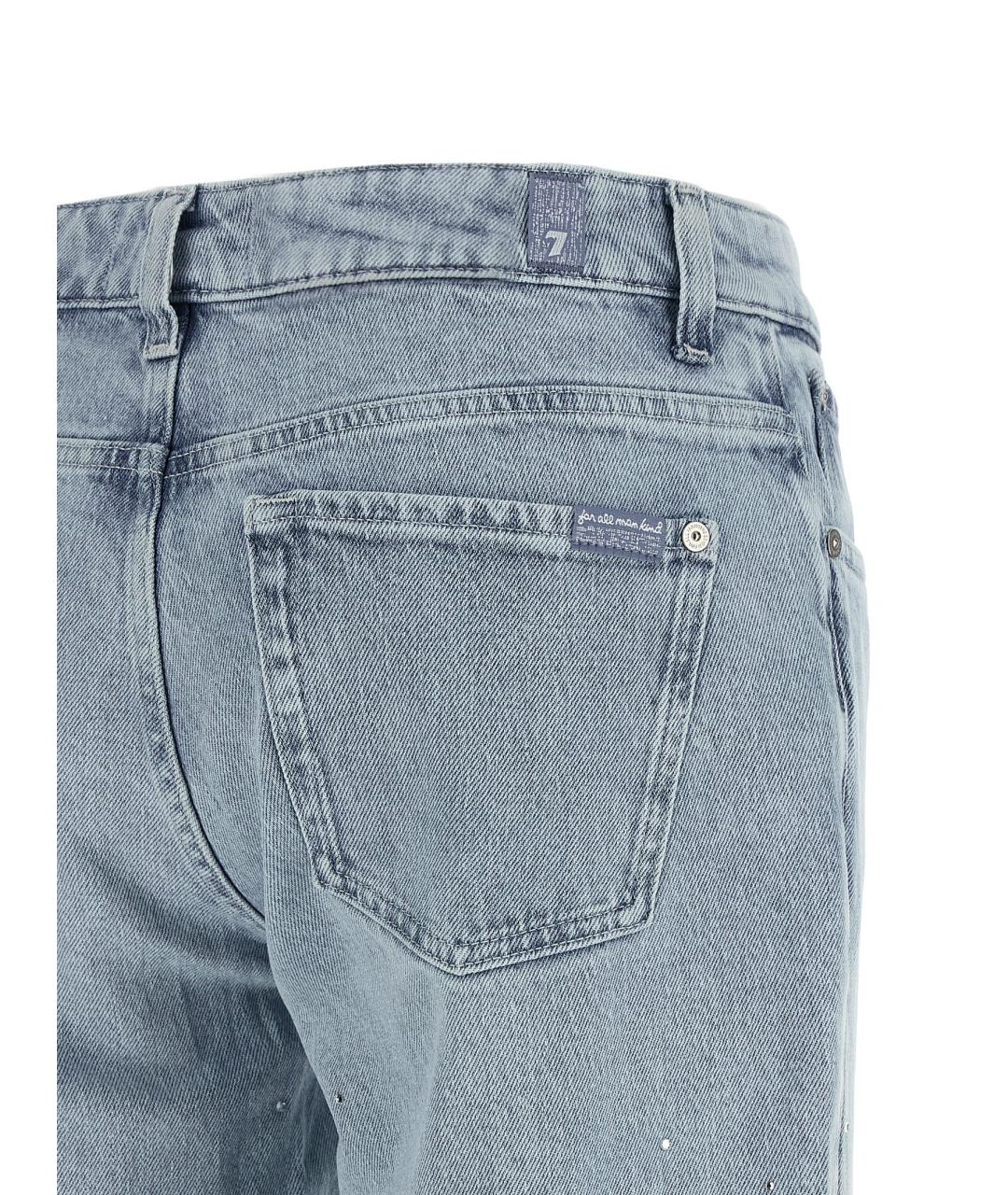 7 FOR ALL MANKIND Голубые хлопковые прямые джинсы, фото 4