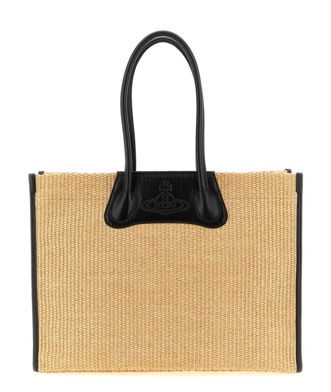 VIVIENNE WESTWOOD Бежевая пелетеная сумка тоут, фото 1