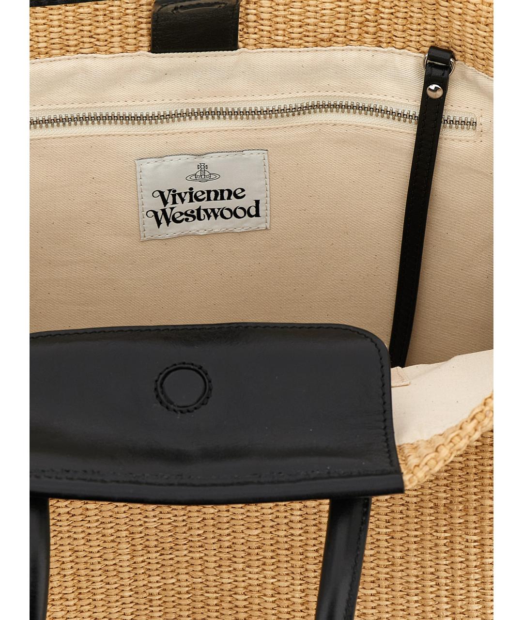 VIVIENNE WESTWOOD Бежевая пелетеная сумка тоут, фото 4