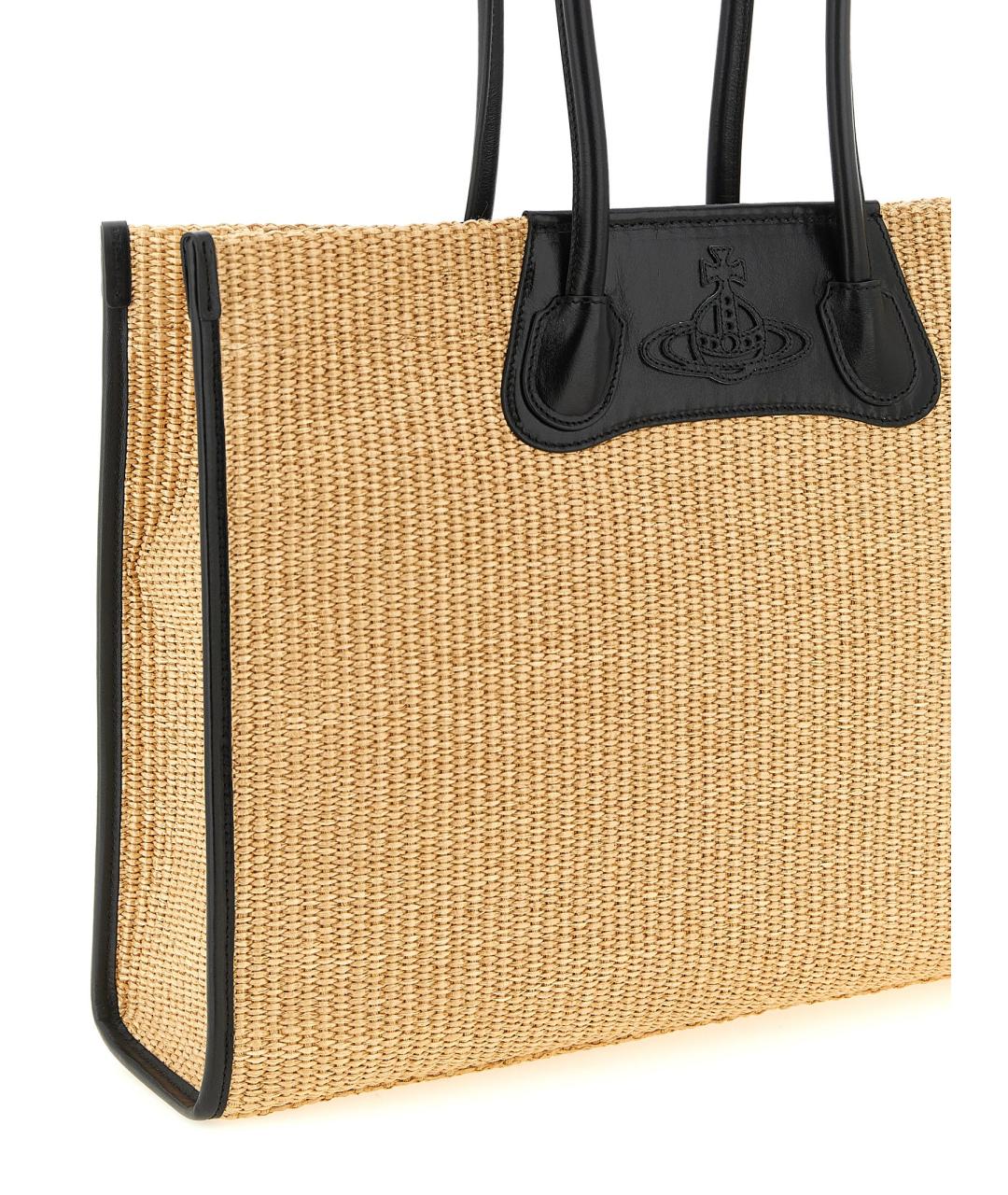 VIVIENNE WESTWOOD Бежевая пелетеная сумка тоут, фото 3