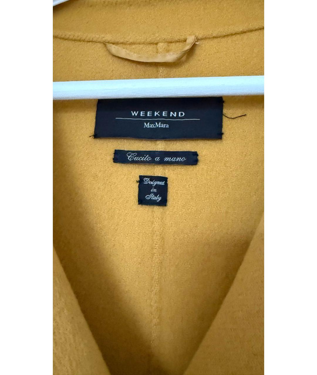WEEKEND MAX MARA Горчичное кашемировое пальто, фото 3
