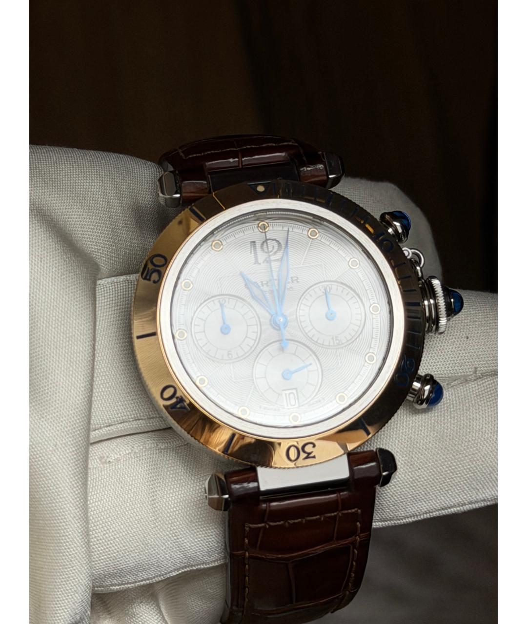 CARTIER Белые часы из желтого золота, фото 3