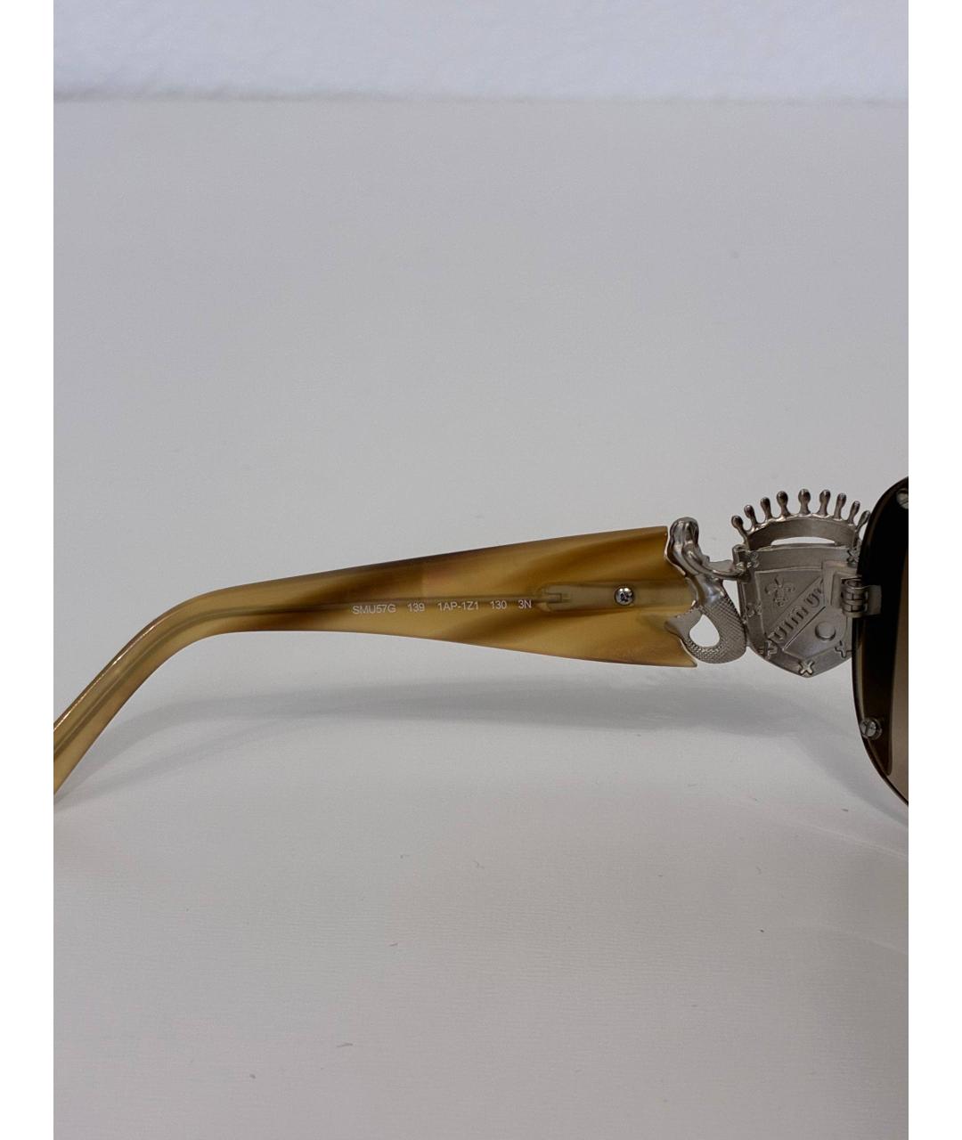 MIU MIU Бежевые пластиковые солнцезащитные очки, фото 3
