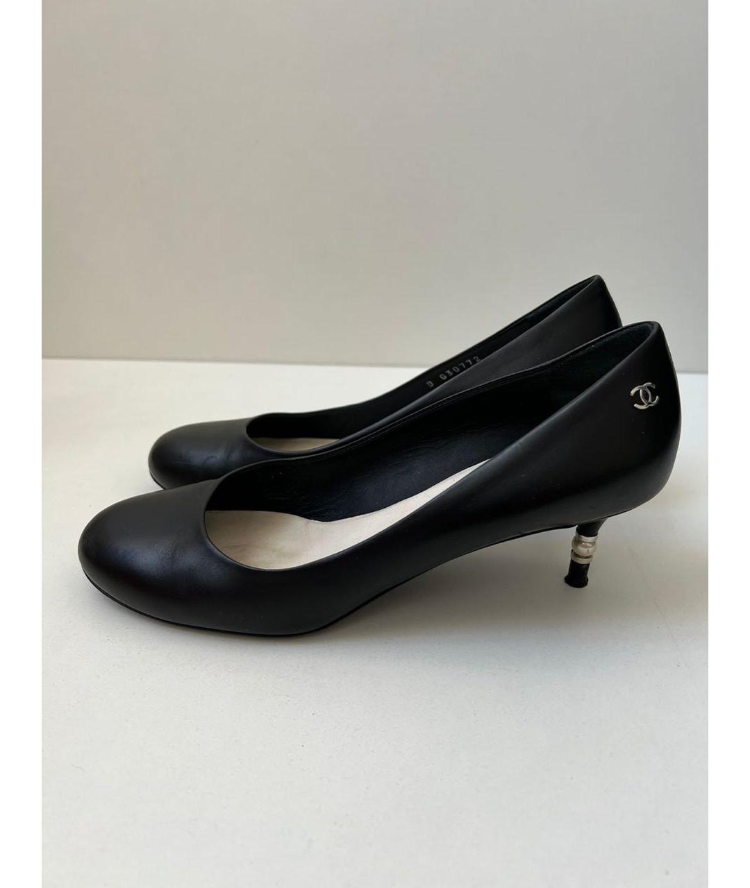 CHANEL Черные кожаные туфли, фото 3