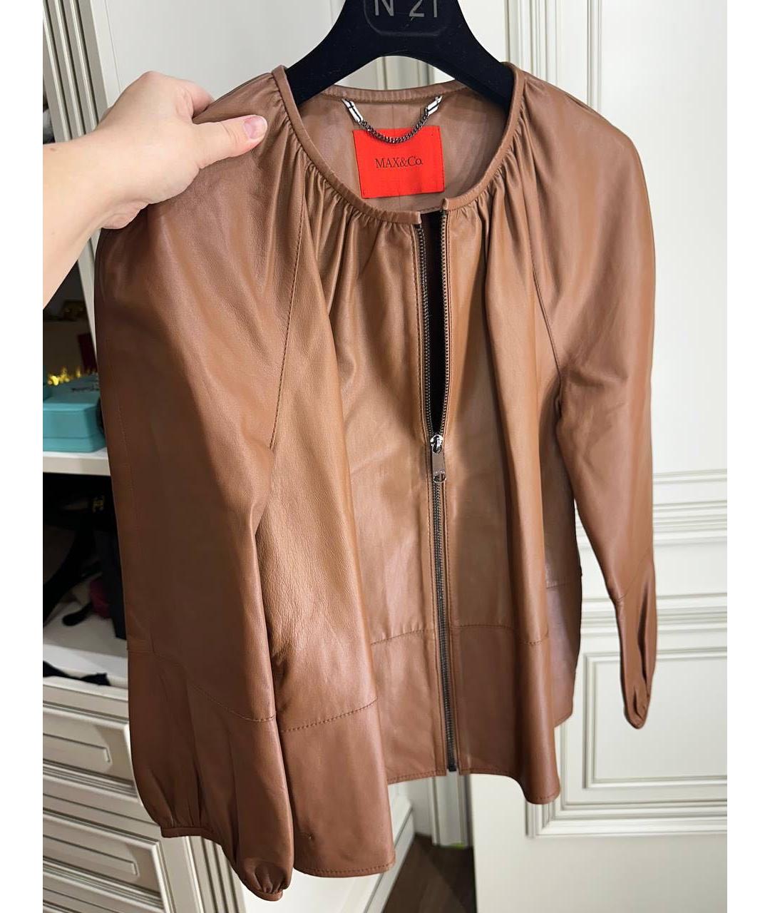 MAX&CO Коричневая кожаная куртка, фото 3