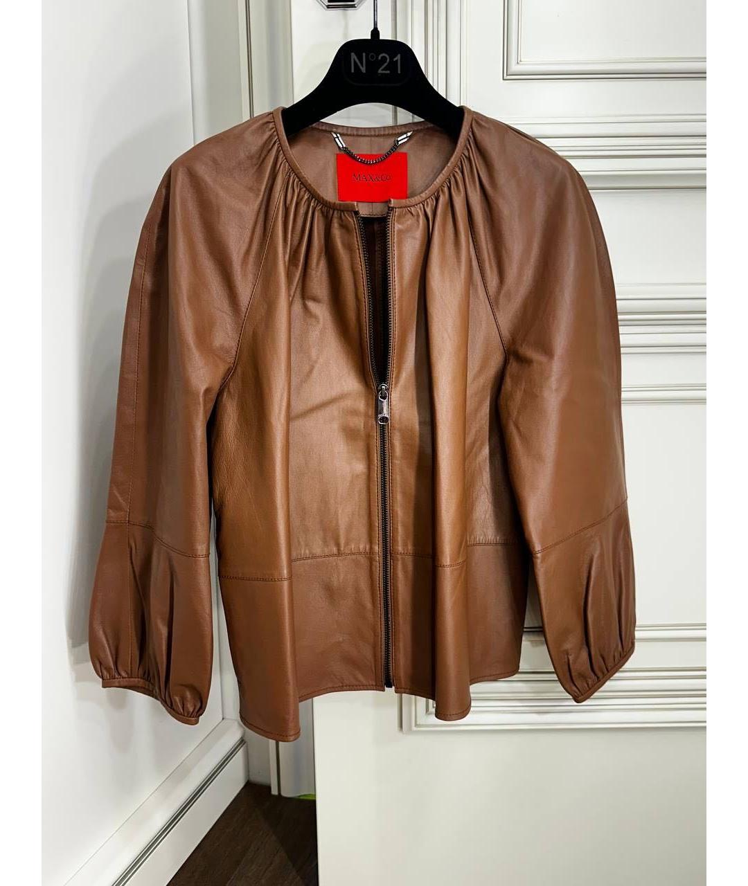MAX&CO Коричневая кожаная куртка, фото 2