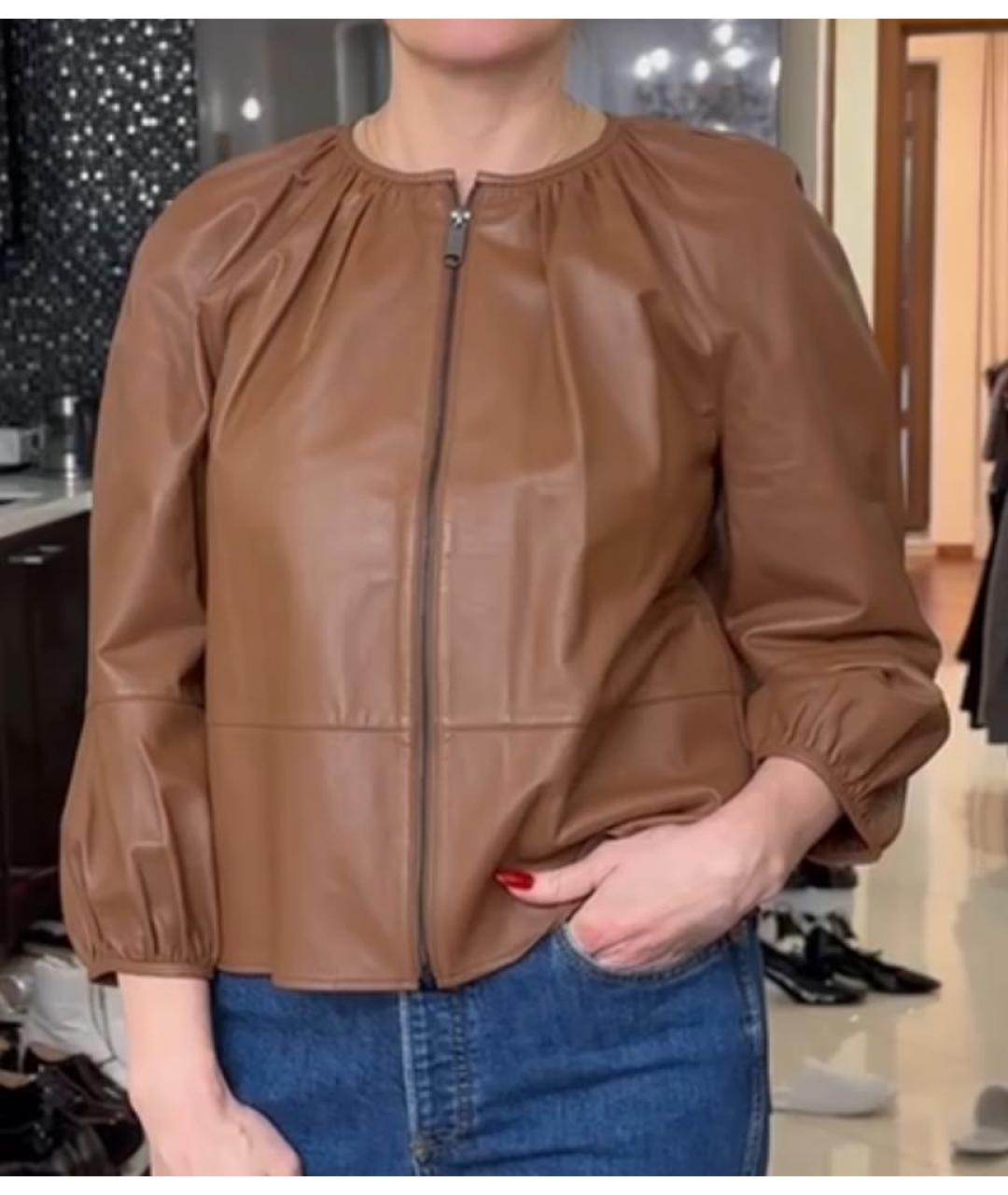 MAX&CO Коричневая кожаная куртка, фото 5