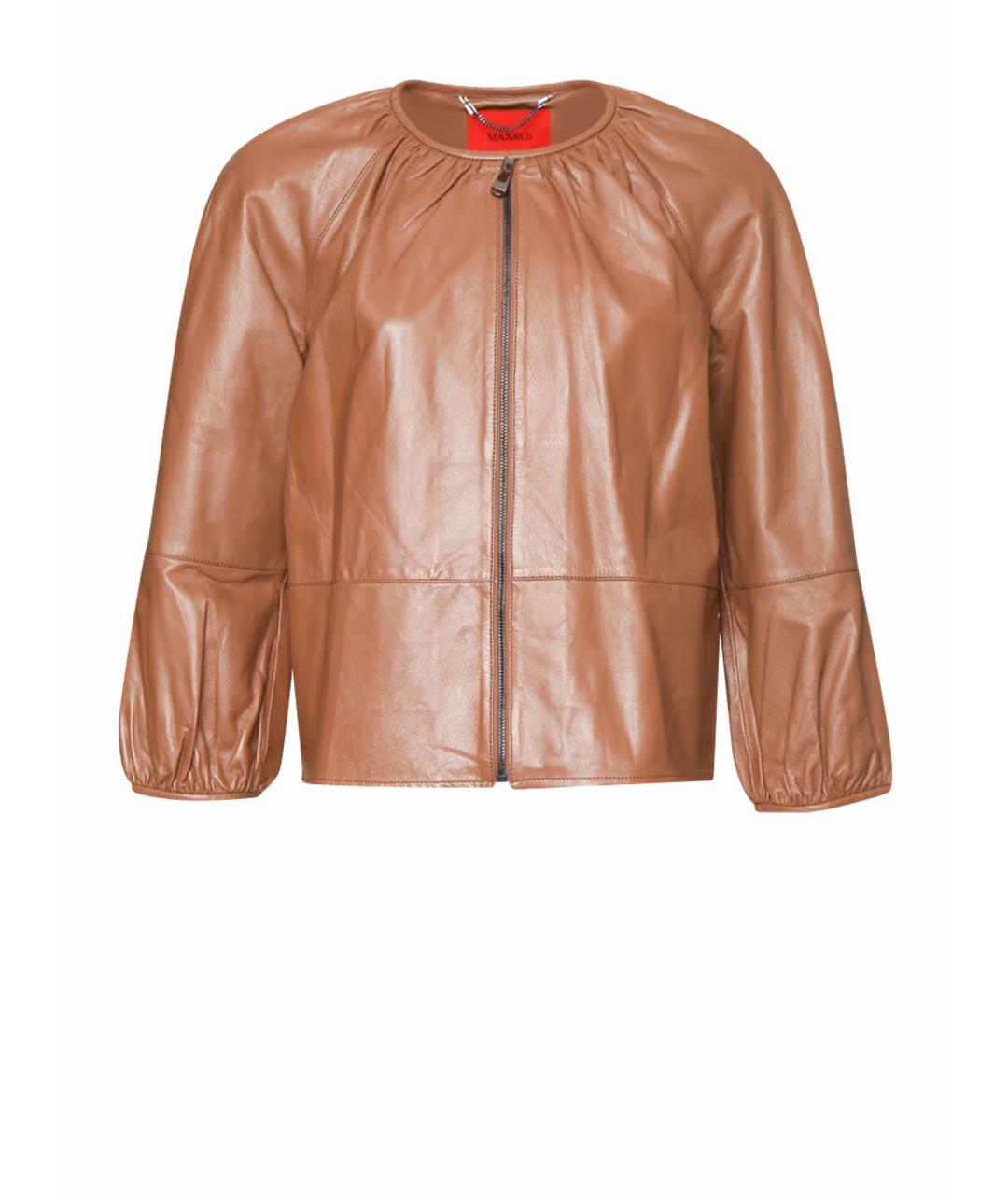 MAX&CO Коричневая кожаная куртка, фото 1