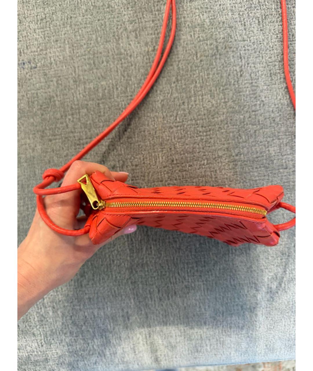 BOTTEGA VENETA Оранжевая кожаная сумка через плечо, фото 3