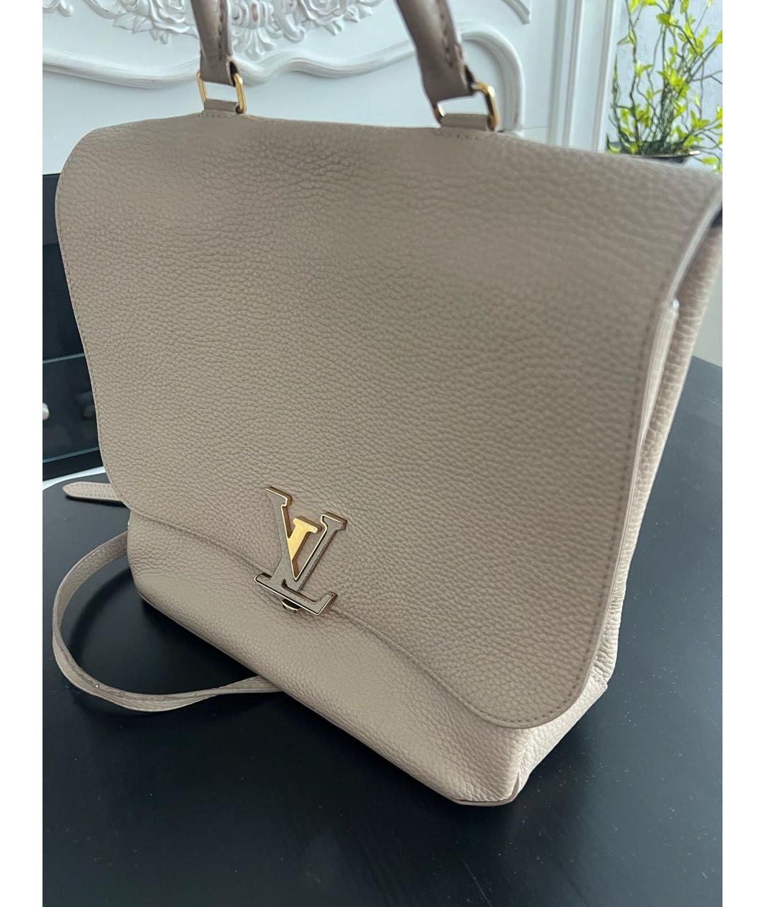 LOUIS VUITTON Бежевая кожаная сумка тоут, фото 2