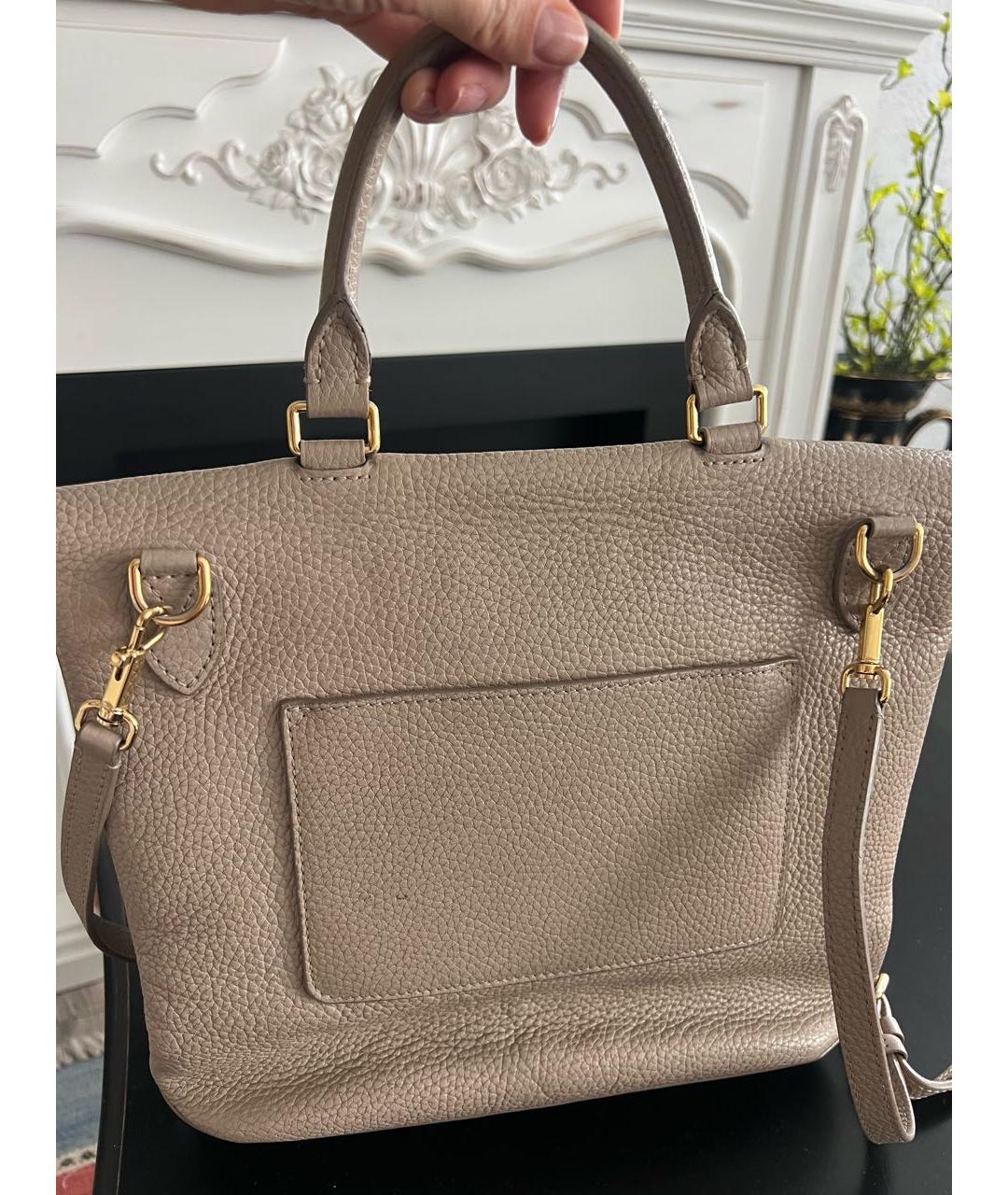 LOUIS VUITTON Бежевая кожаная сумка тоут, фото 3
