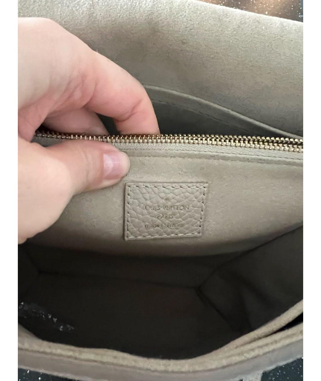 LOUIS VUITTON Бежевая кожаная сумка тоут, фото 4