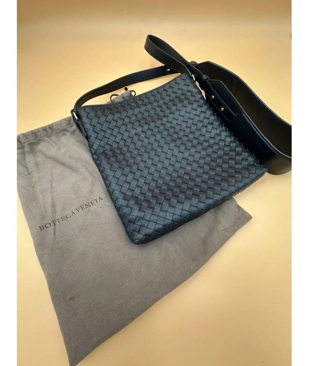 BOTTEGA VENETA Темно-синяя кожаная сумка на плечо, фото 8