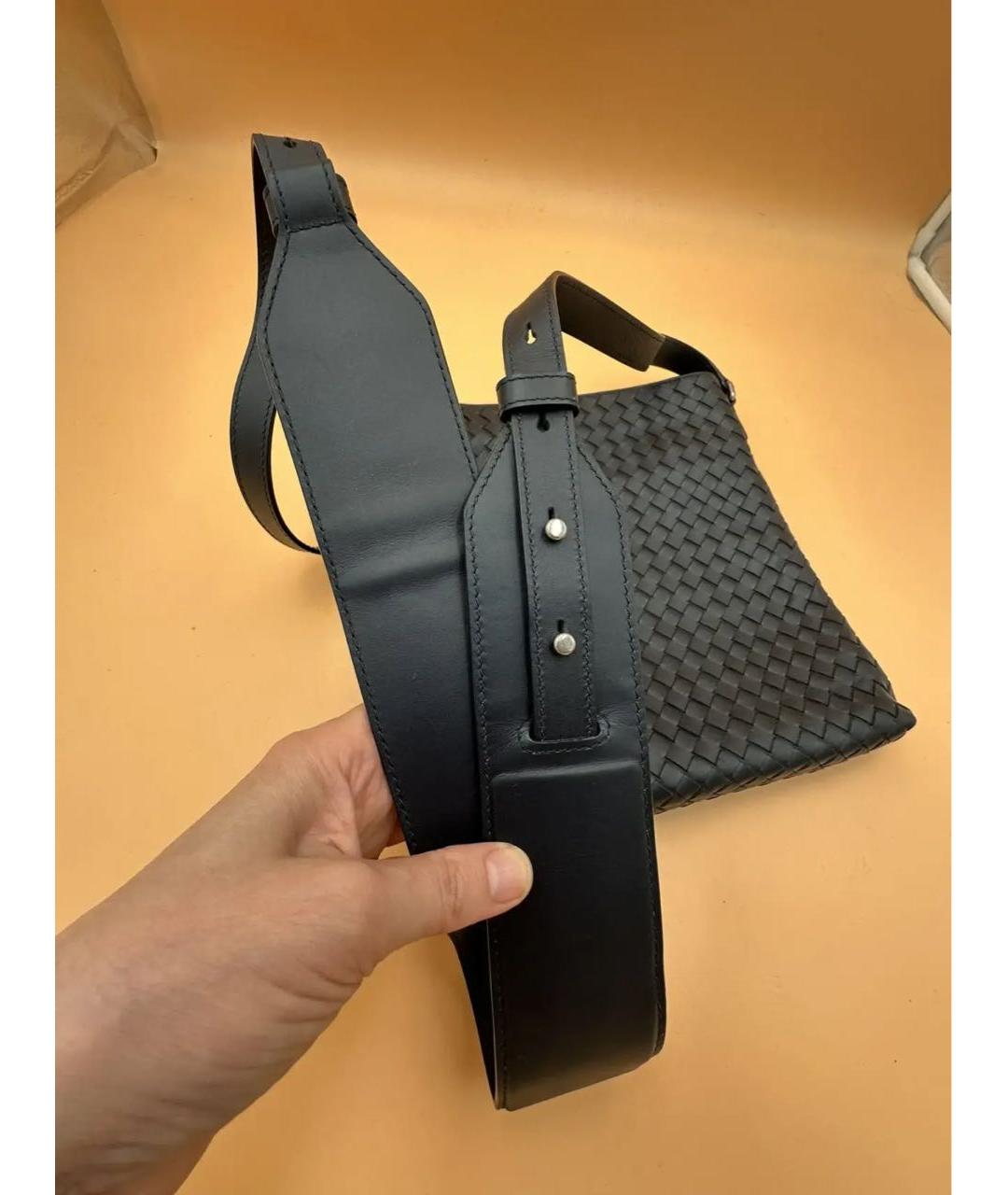 BOTTEGA VENETA Темно-синяя кожаная сумка на плечо, фото 7