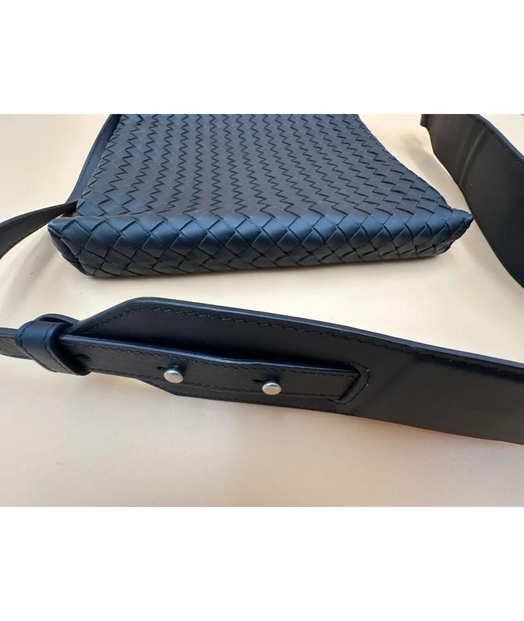 BOTTEGA VENETA Темно-синяя кожаная сумка на плечо, фото 6