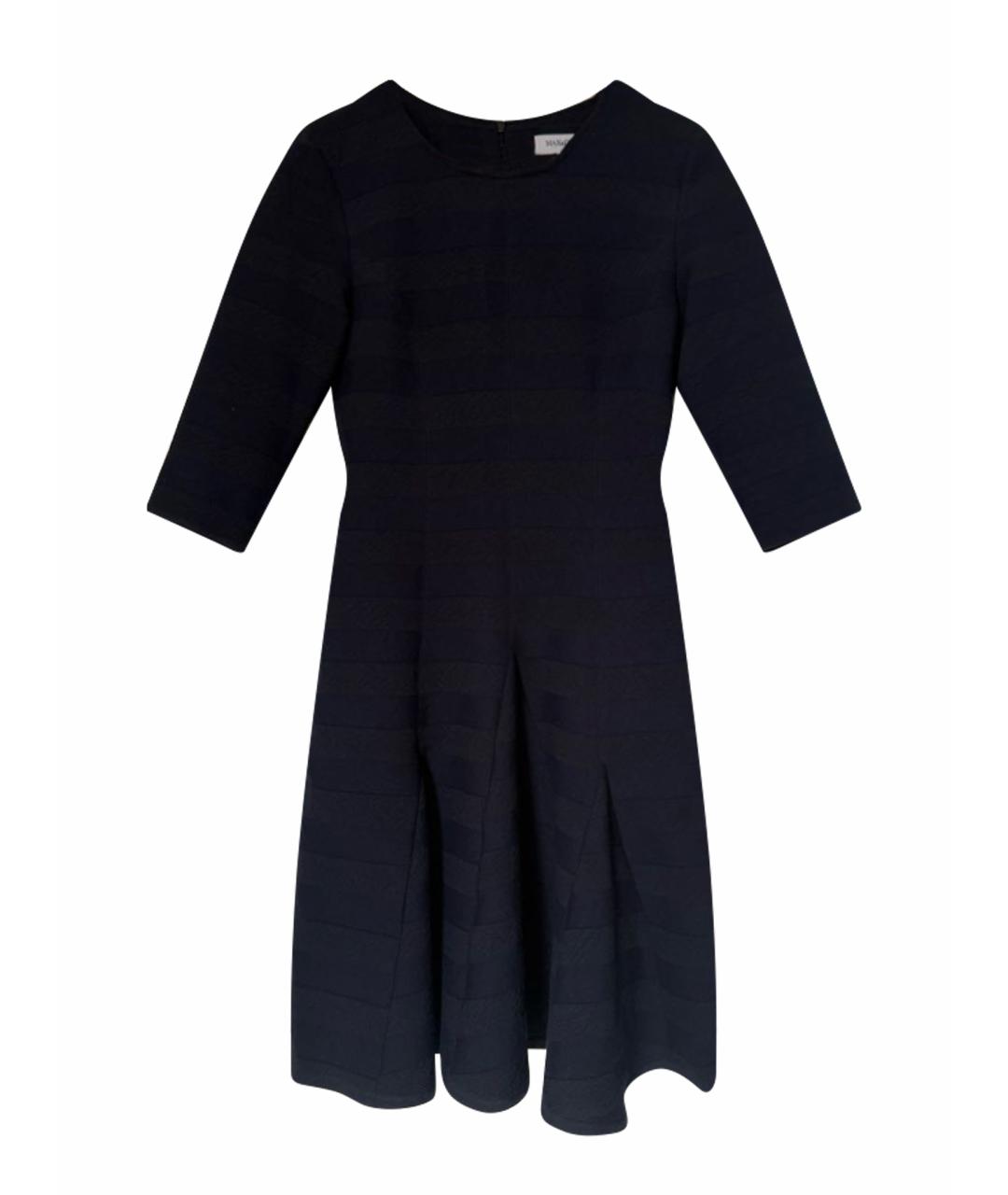 MAX&CO Темно-синее хлопко-эластановое коктейльное платье, фото 1