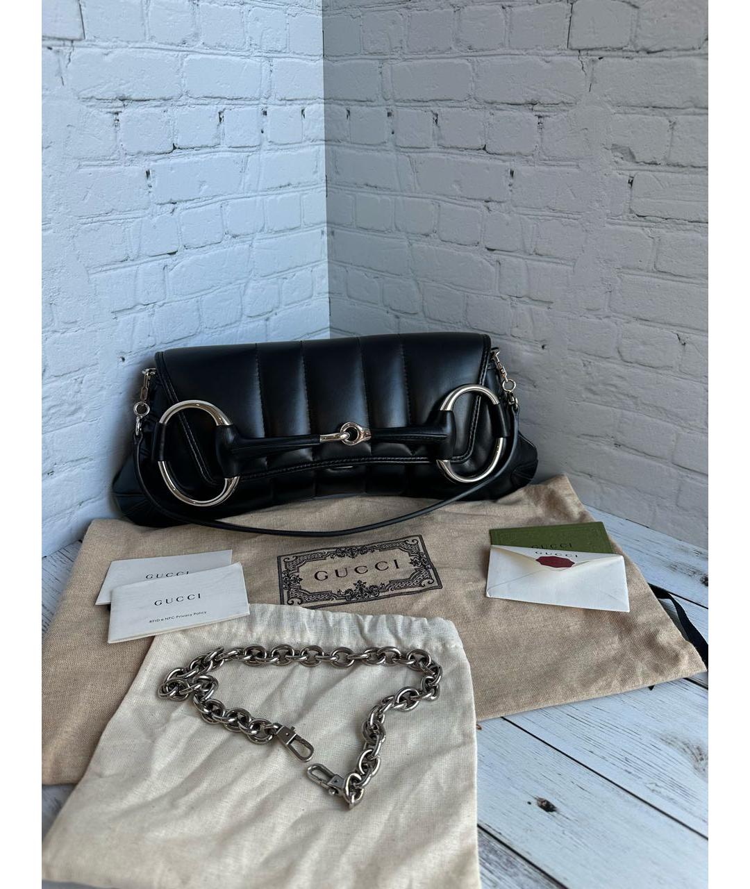 GUCCI Черная кожаная сумка через плечо, фото 8