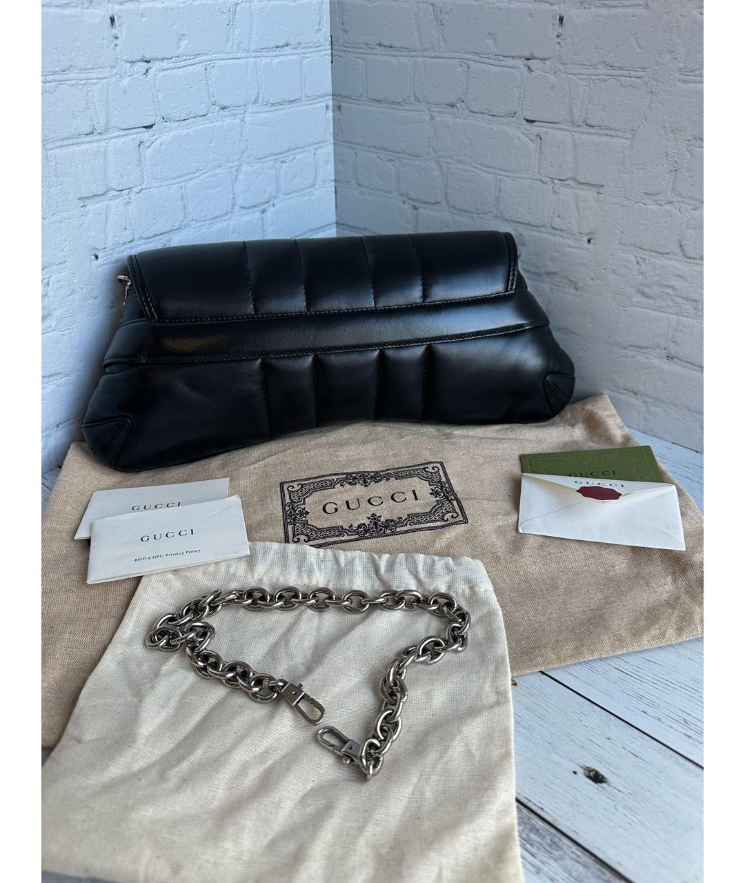GUCCI Черная кожаная сумка через плечо, фото 3