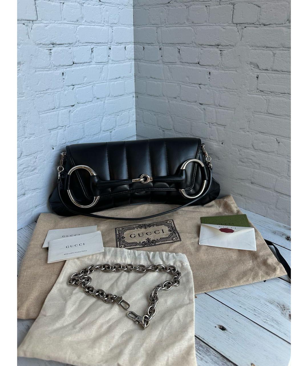 GUCCI Черная кожаная сумка через плечо, фото 9