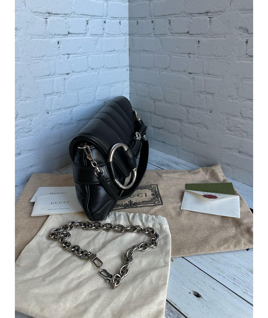 GUCCI Черная кожаная сумка через плечо, фото 2