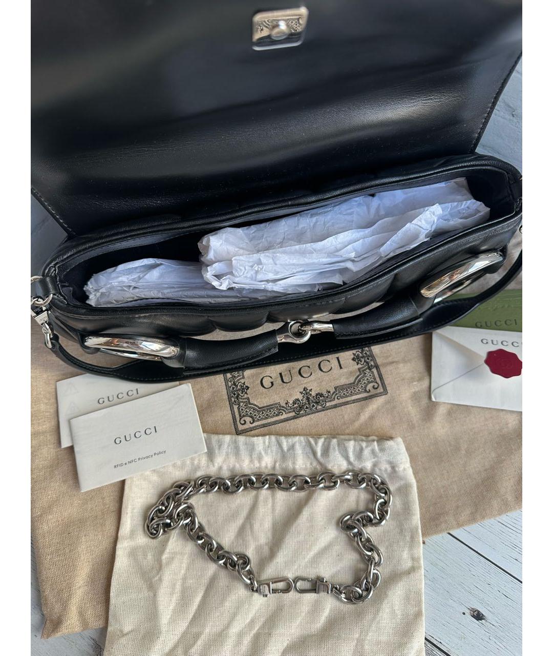 GUCCI Черная кожаная сумка через плечо, фото 4