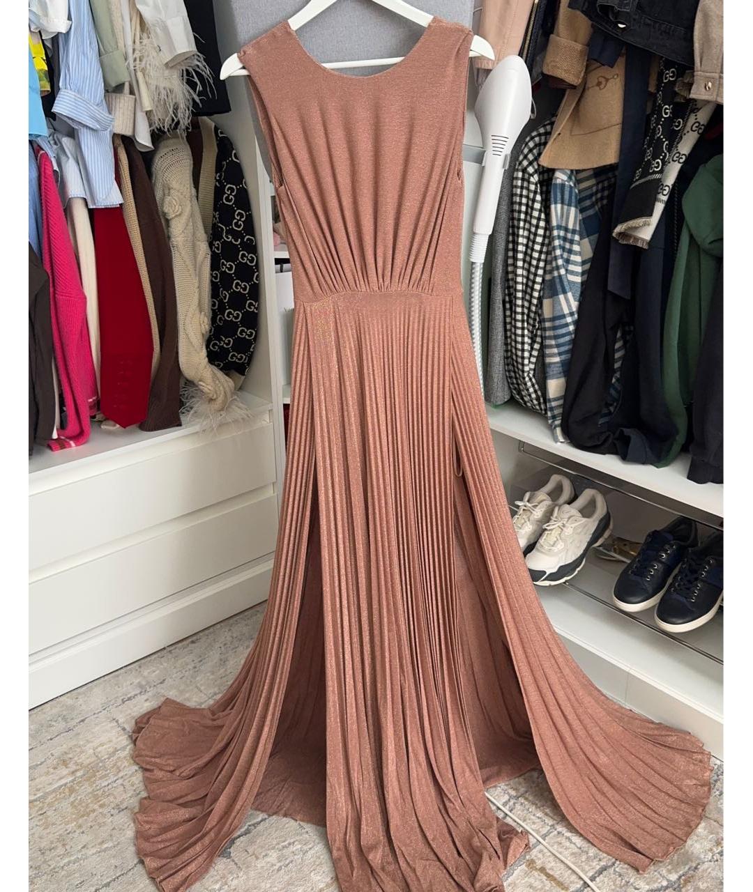 ELISABETTA FRANCHI Коралловое вискозное вечернее платье, фото 7