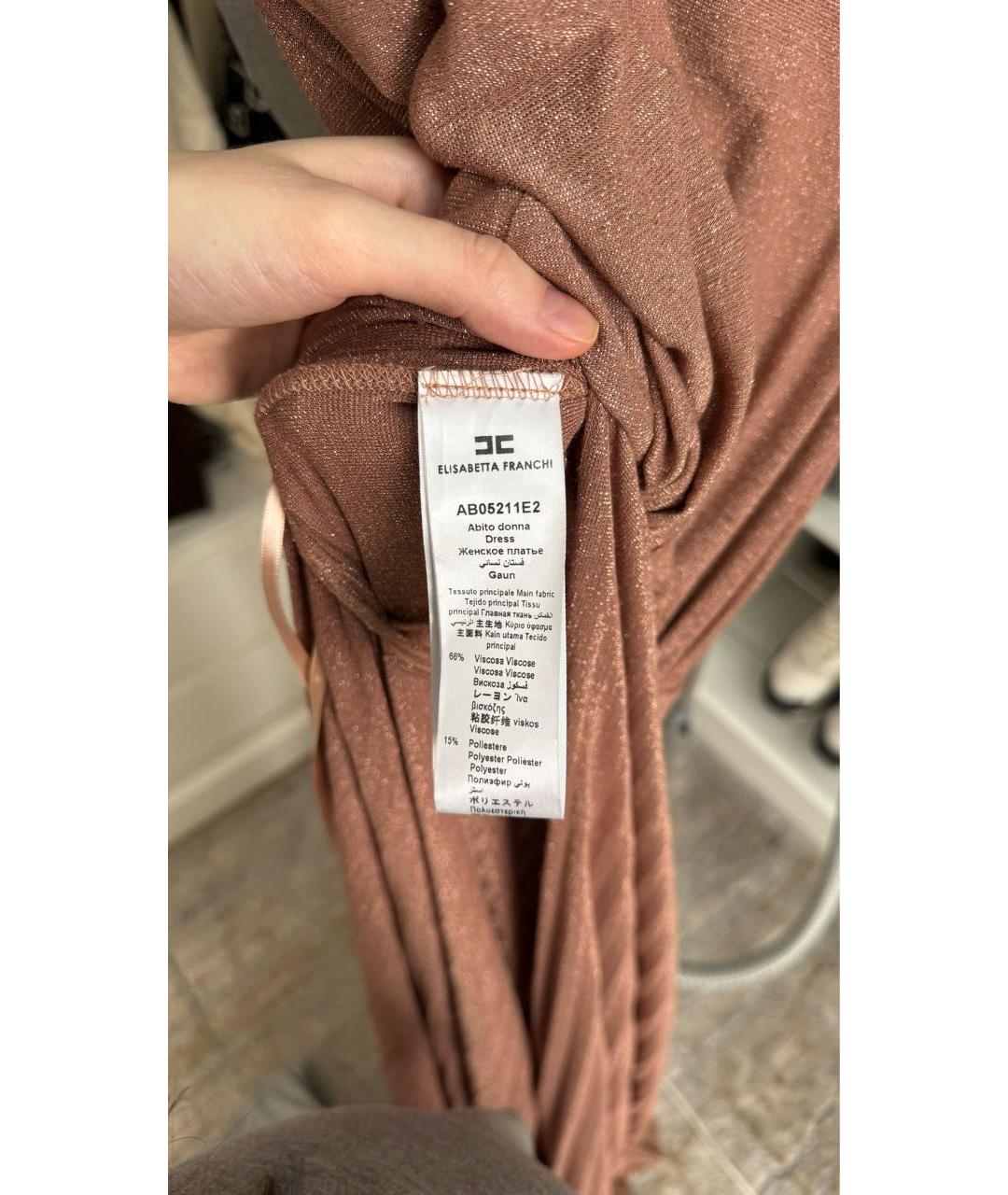ELISABETTA FRANCHI Коралловое вискозное вечернее платье, фото 5